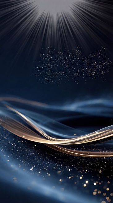 消除图片上所有的文字，保留原有的深蓝色渐变放射背景、金色流线装饰和光斑效果，保持整体风格和构图不变预览效果