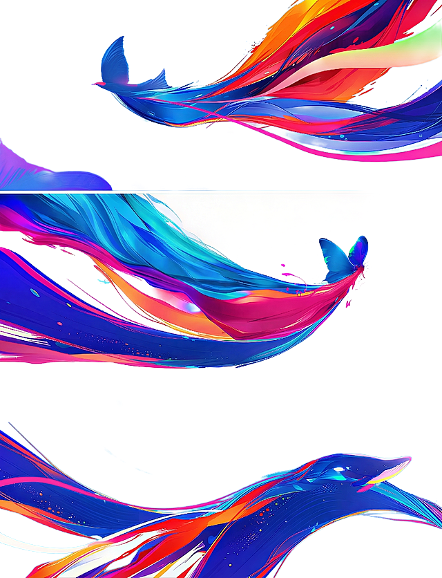 移除图片上所有文字和水印，保留原图的全部彩色笔触、飞鸟、蝴蝶、鲸鱼图案和背景色彩，不改变原有构图和内容