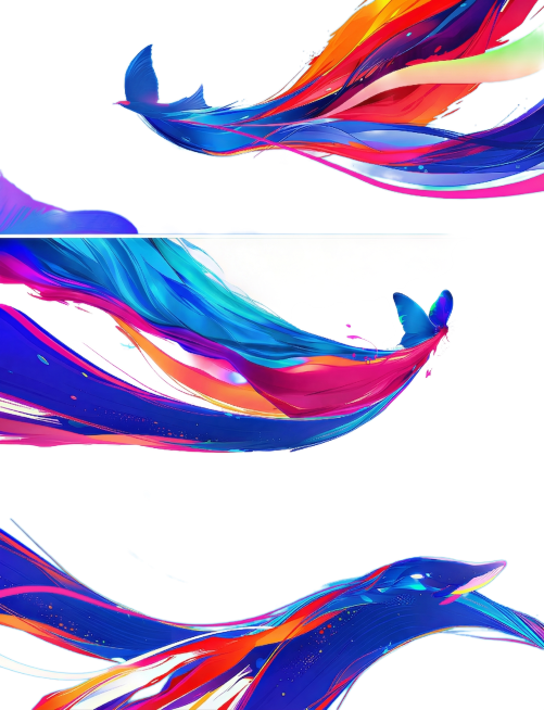 移除图片上所有文字和水印，保留原图的全部彩色笔触、飞鸟、蝴蝶、鲸鱼图案和背景色彩，不改变原有构图和内容预览效果