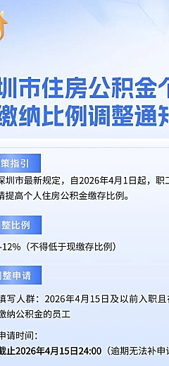 深圳市住房公积金个人缴纳比例调整通知