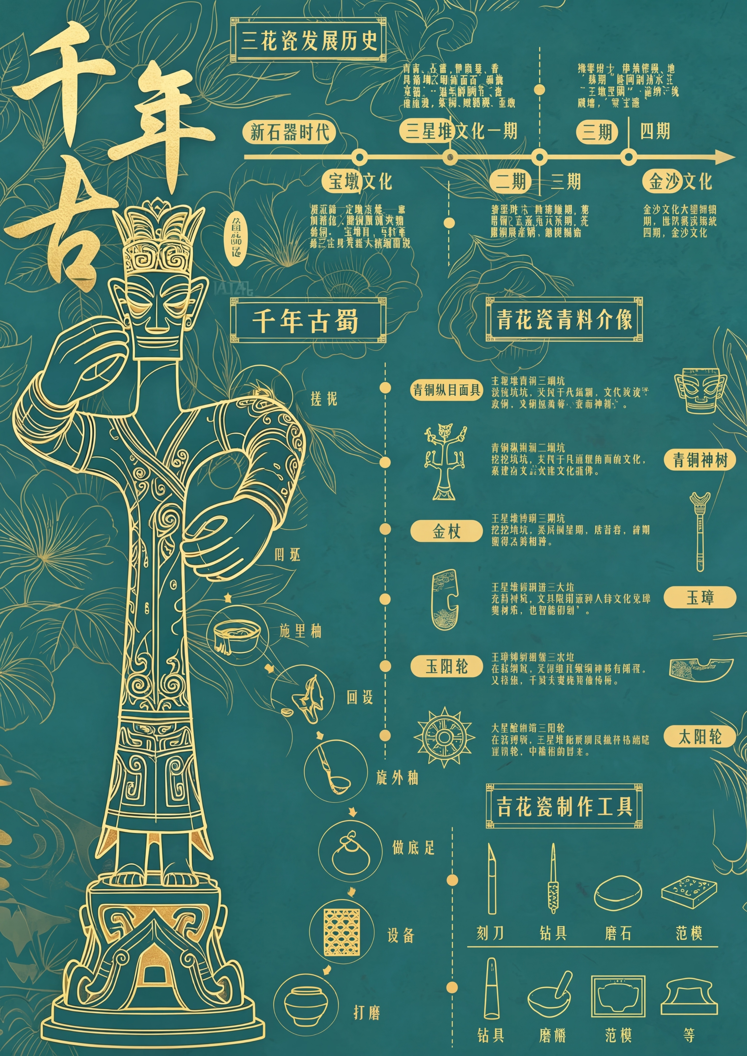 在原图基础上修改为：国潮风三星堆文化主题信息海报，整体风格与原… - 图片创意预览