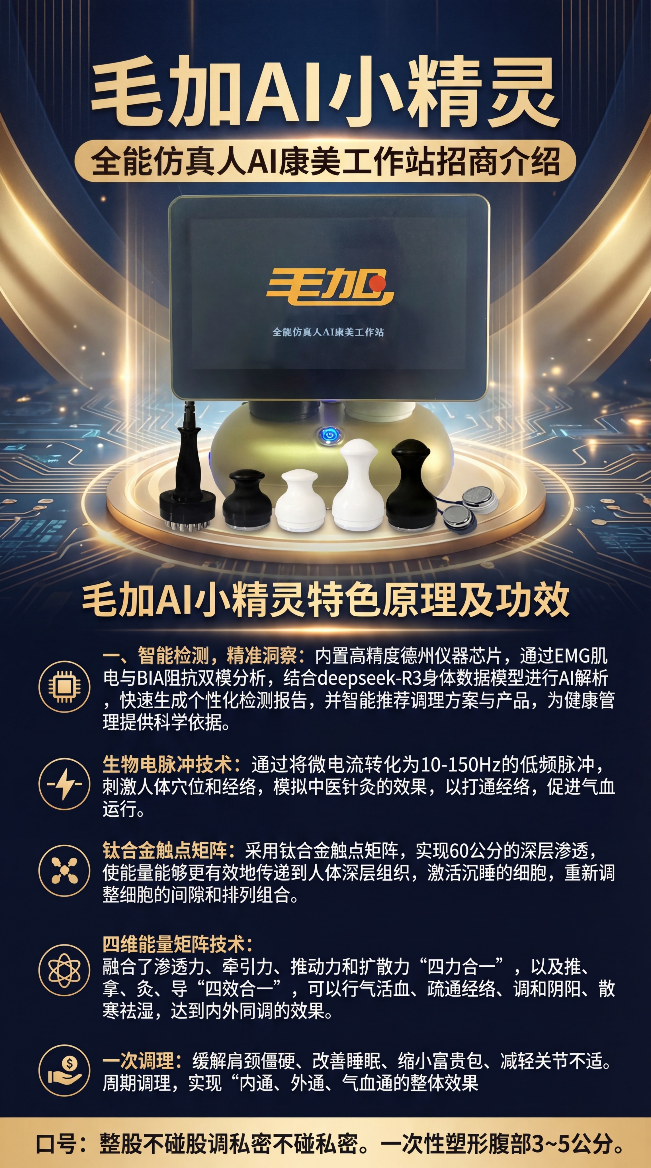 制作一张高端质感超强的9:16竖版毛加AI小精灵全能仿真人AI… - 图片创意预览