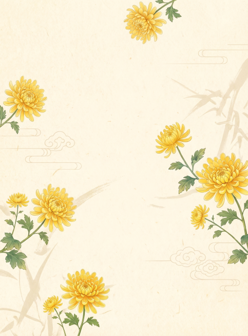 生成一张淡雅米黄色纹理背景，和这款榄菊电热蚊香液产品包装的风格保持一致，背景干净素雅，带有淡淡的国风质感，和产品整体的菊花元素风格匹配预览效果