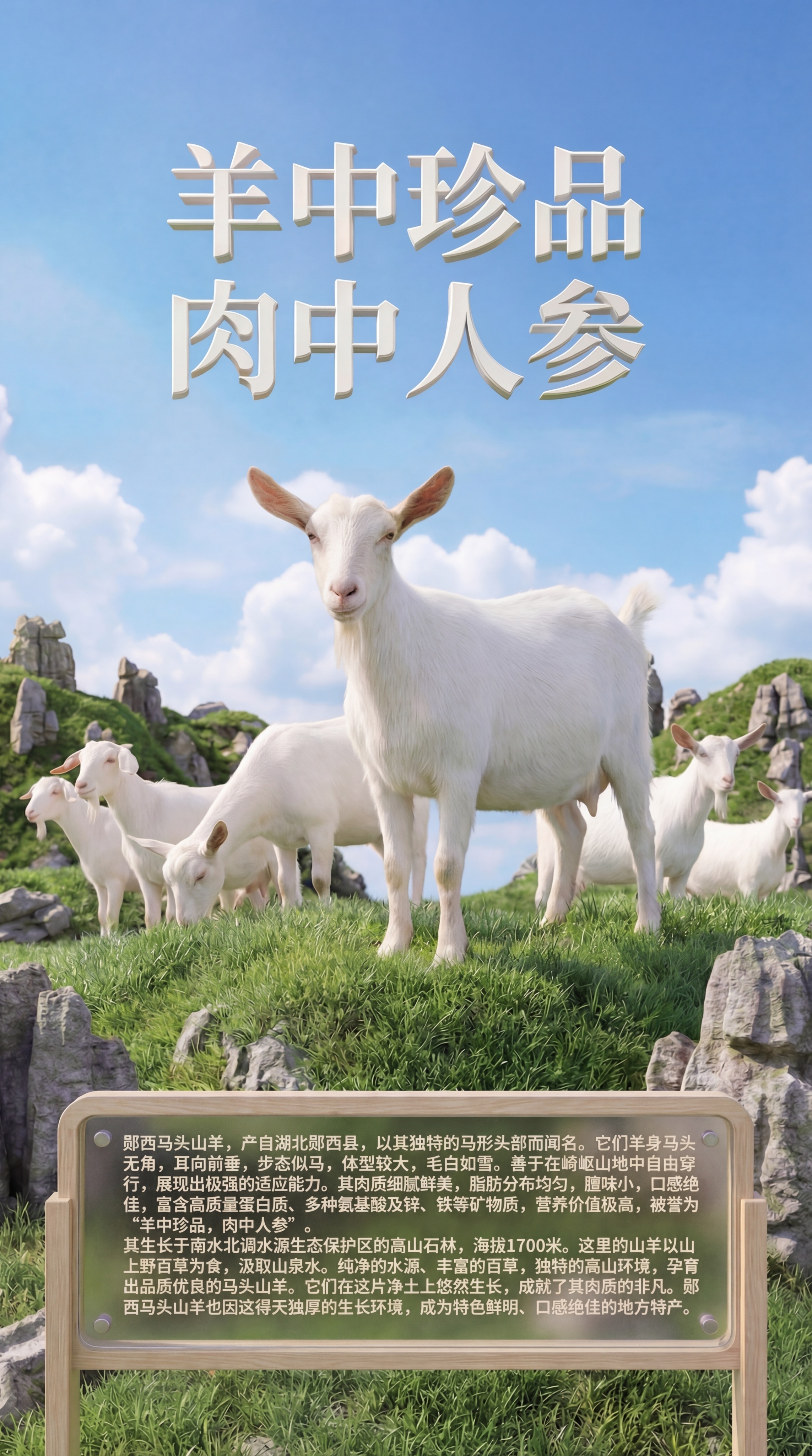 保持海报整体构图、风格、尺寸、山羊和背景不变，只修改底部展板上… - 图片创意预览