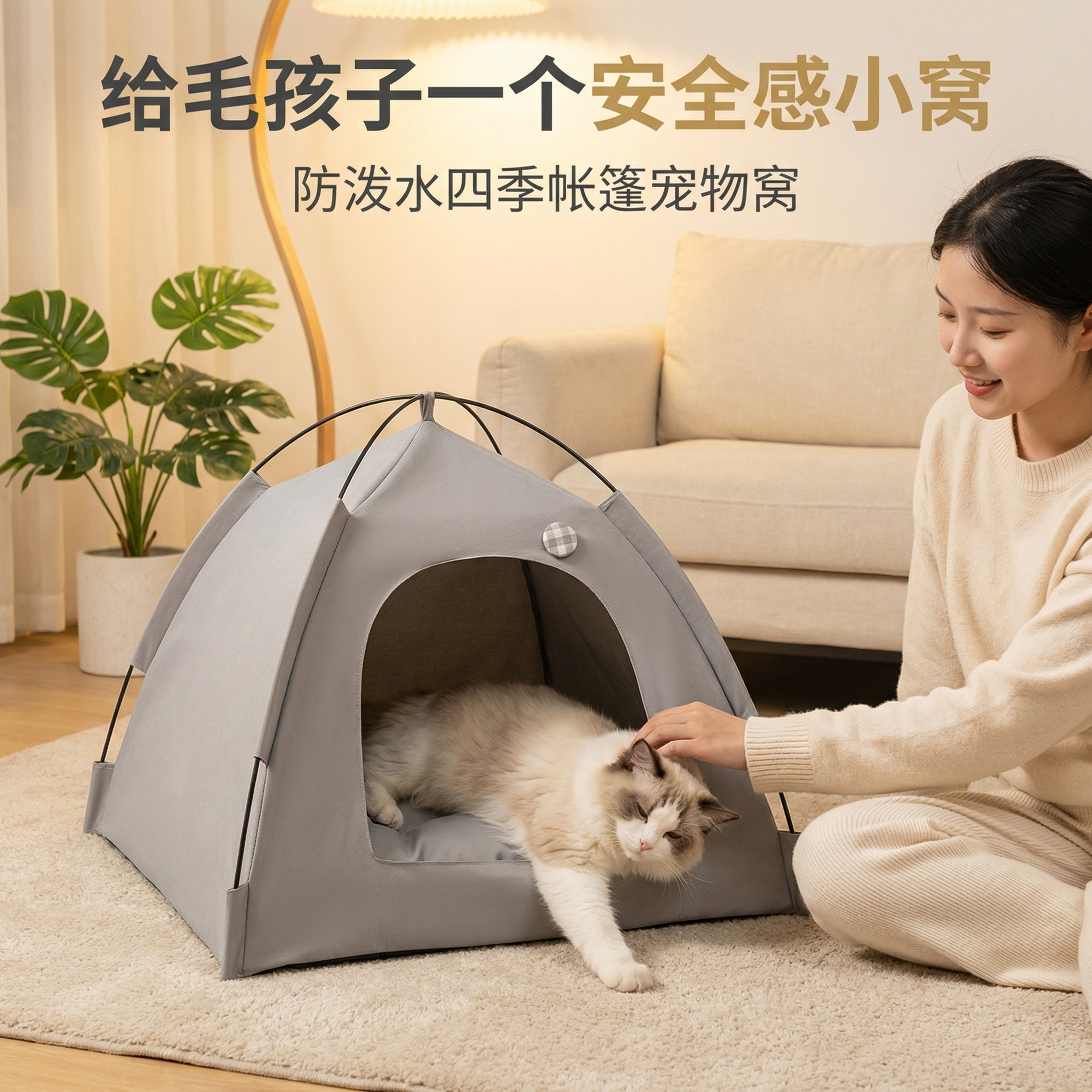 点击率驱动主图，1:1 正方形竖版，高清 8K，轻奢温暖奶油风… - 图片创意预览