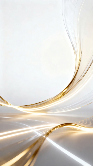 删掉图中的精华液产品，保留原有的白金渐变流动丝带和干净亮白背景，保持整体风格一致预览效果