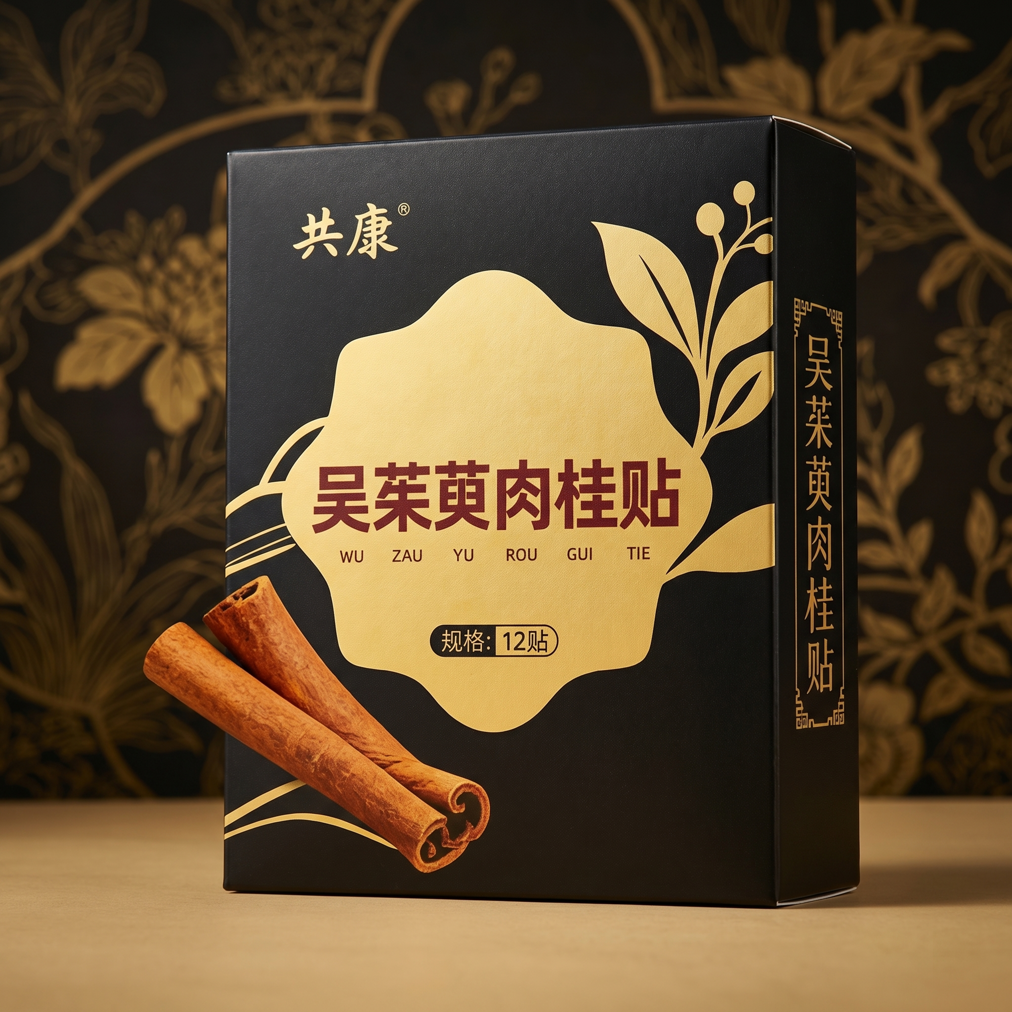 电商主图，1:1正方形，产品居中展示，主体是共康吴茱萸肉桂贴的… - 图片创意预览