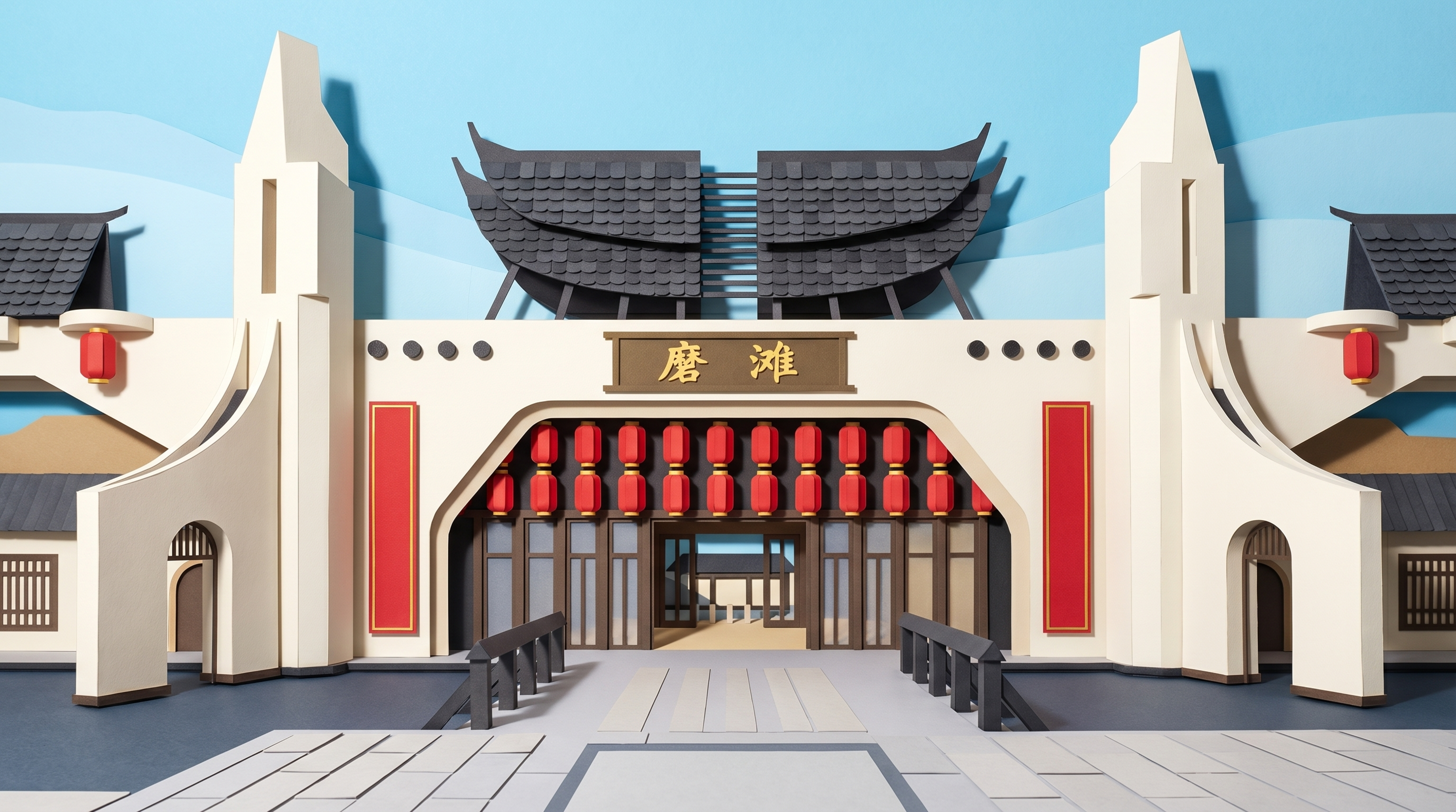 纸片分层动画风格，多层cut-out结构，纸张边缘清晰，投影分… - 图片创意预览
