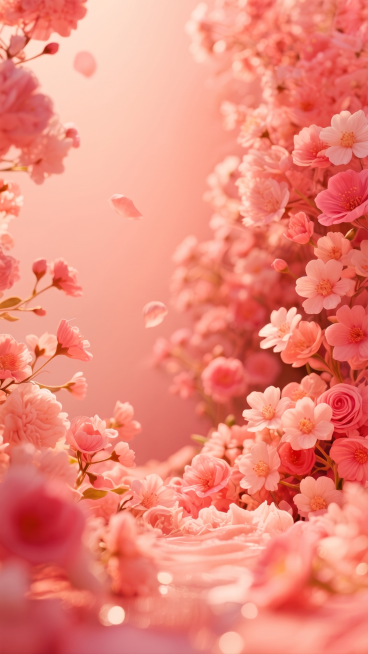 将整张图片主色调调整为桃红色，去除右下角的水印，提升图片整体清晰度，保留原图的花卉构图和布局预览效果