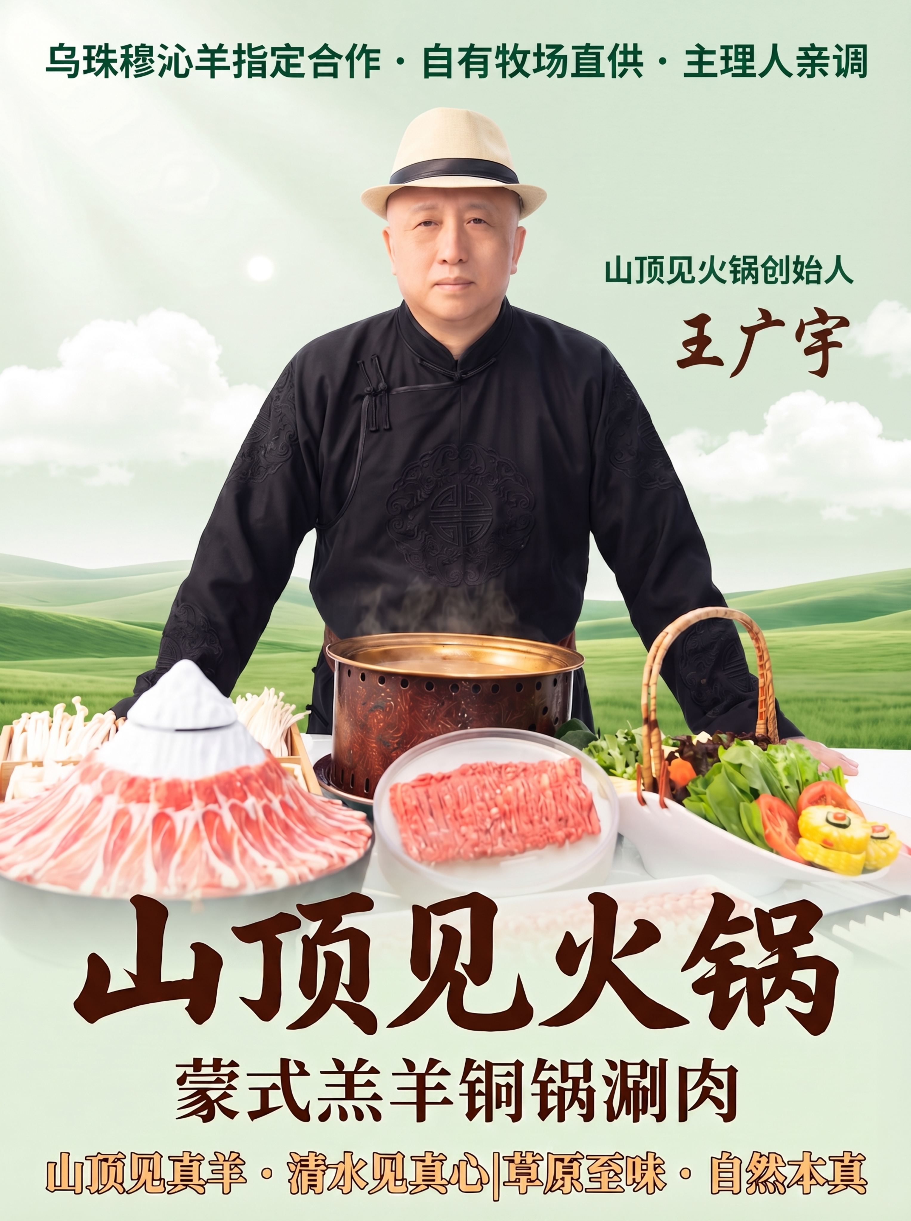 仅修改海报最底部slogan文字"山顶见真羊 · 清水见真心|… - 图片创意预览
