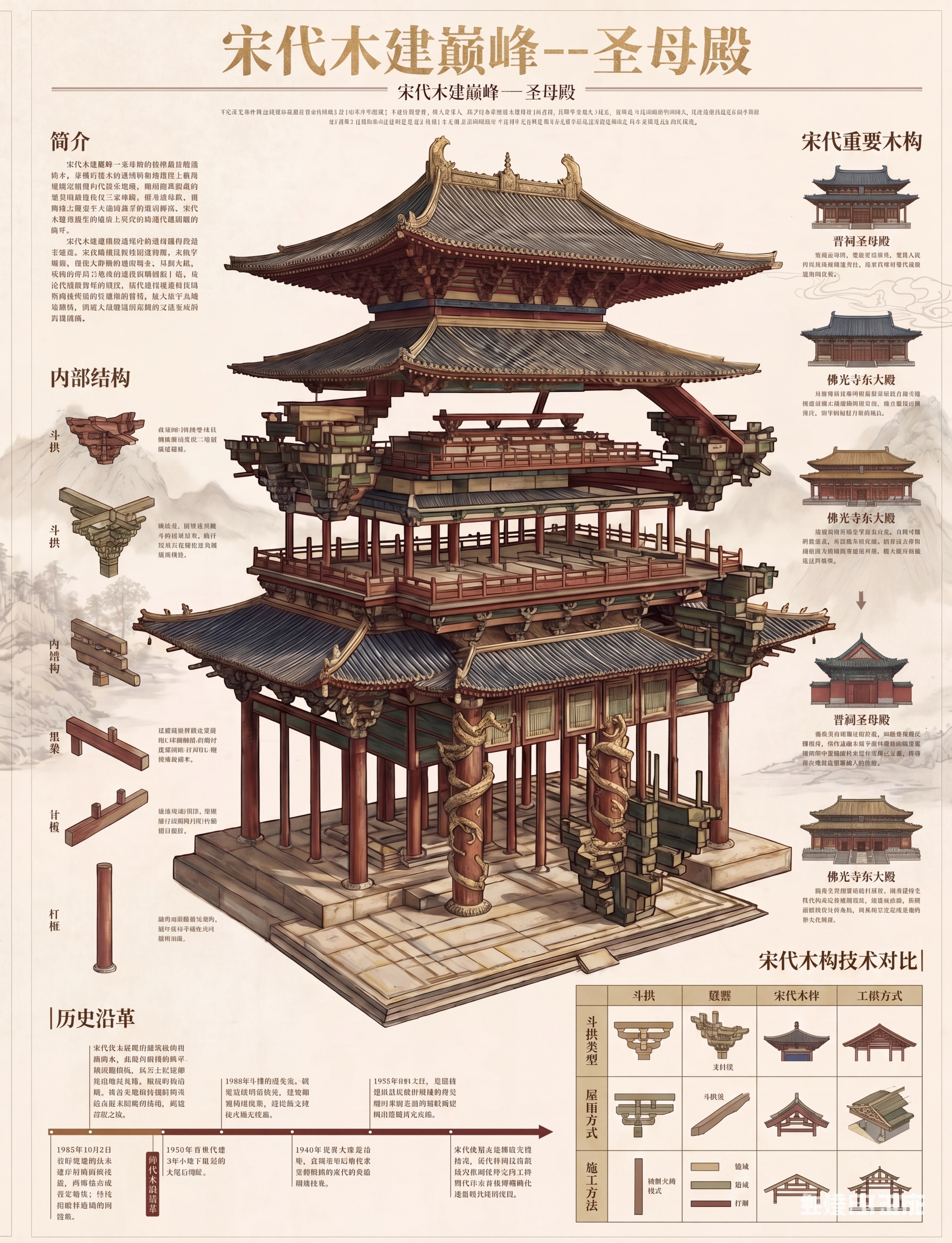 以图一的圣母殿建筑为主体，按图二（黄鹤楼海报）的版式结构重新设… - 图片创意预览