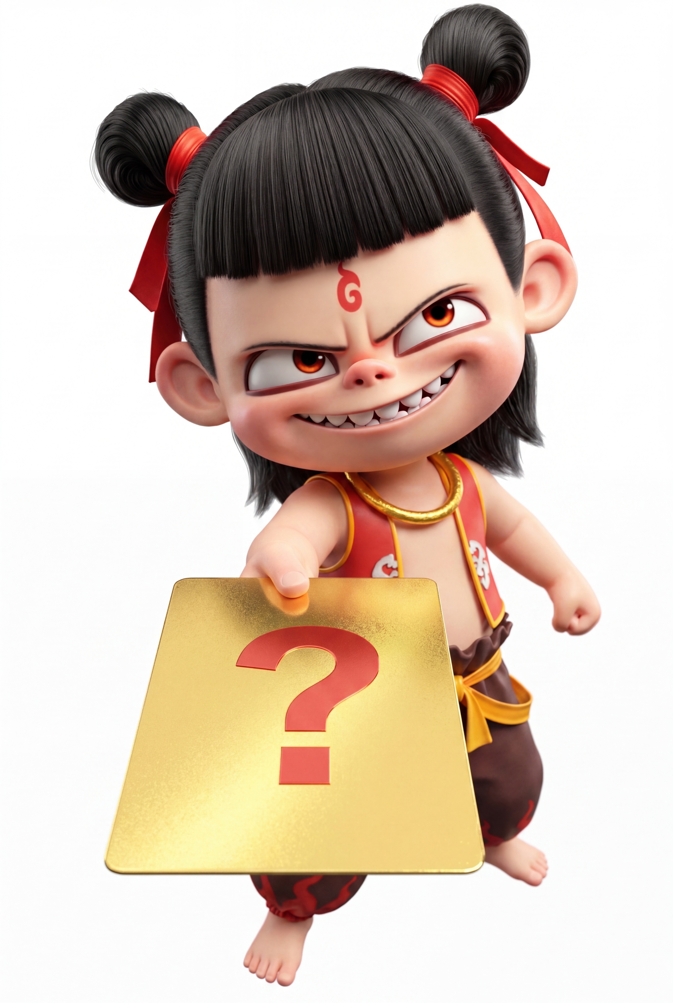 生成一张白底人物全身图像，人物参考哪吒魔童降世形象，保持魔童降… - 图片创意预览