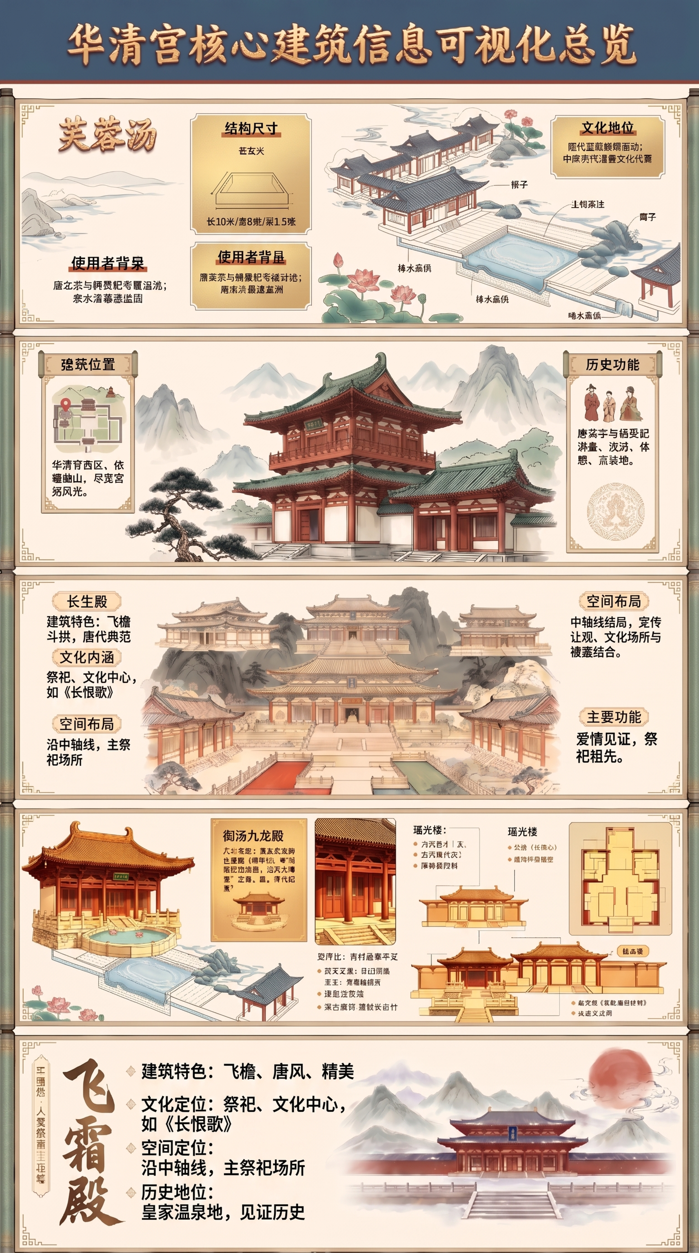 仅保留前两个板块（芙蓉汤、瑶光楼）的原文案不变；从长生殿开始至… - 图片创意预览