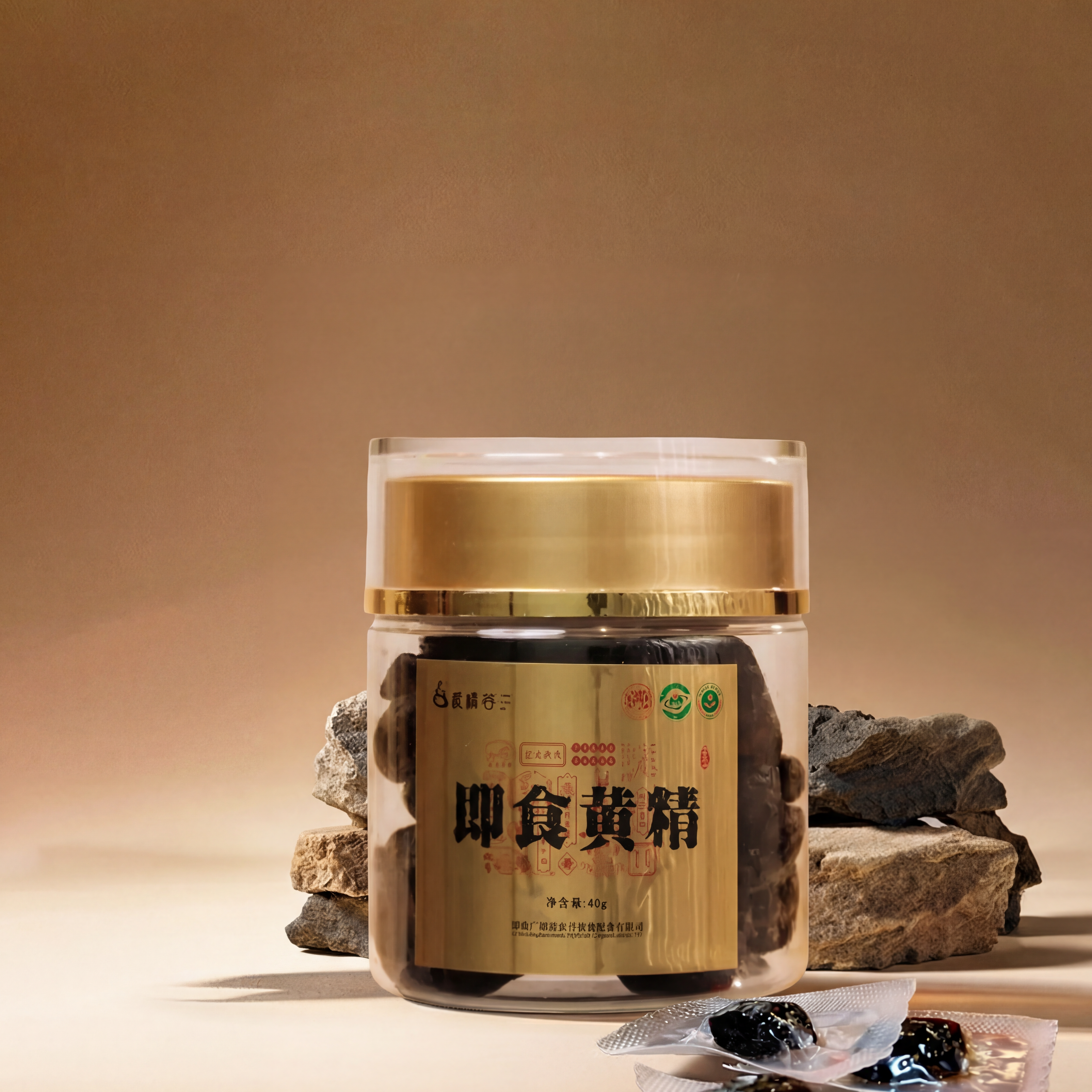 将原图罐子位置的旧产品原位替换为图2(参考图)中的透明罐装即食… - 图片创意预览