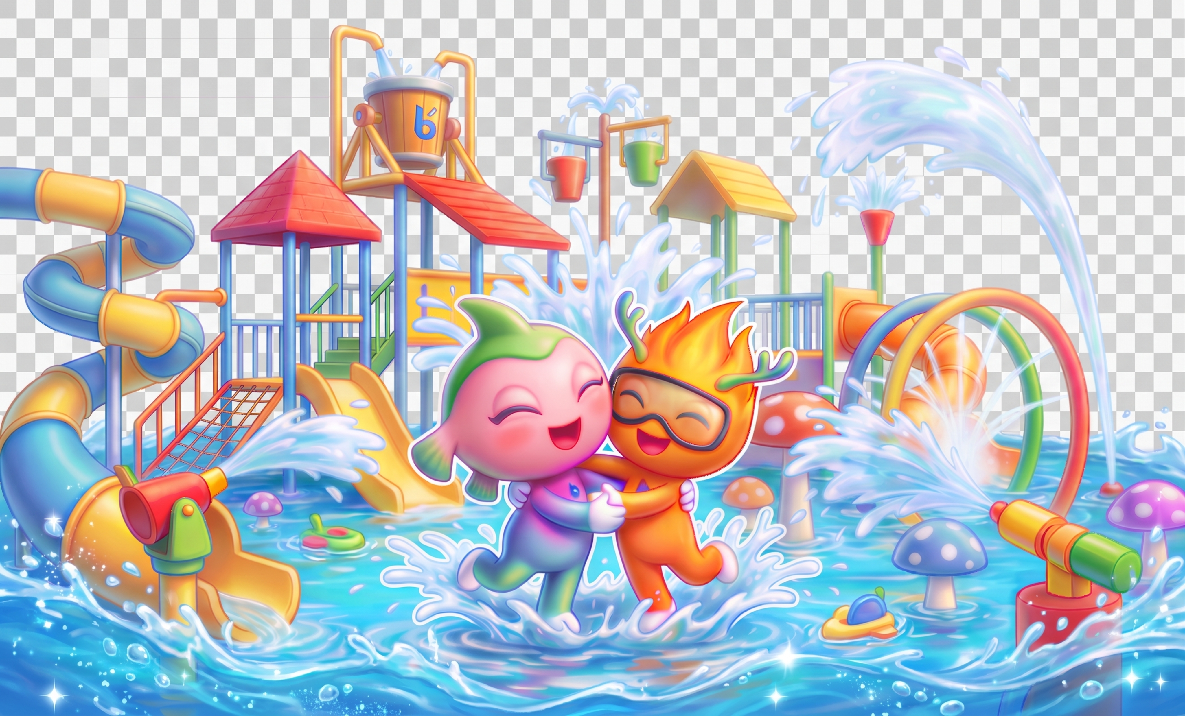 保留所有主体元素、白色描边和透明背景不变，向下扩展画面，增加更… - 图片创意预览