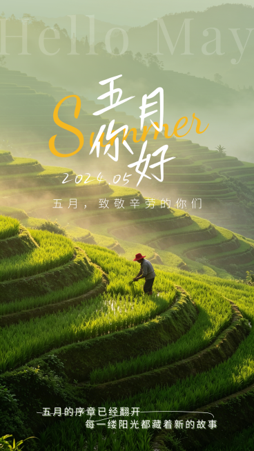 五月你好节气宣传写实风竖版海报预览效果
