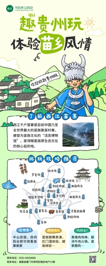 旅游出行景点景区贵州旅游攻略路线长图海报预览效果