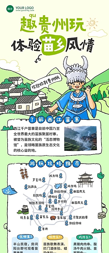 旅游出行景点景区贵州旅游攻略路线长图海报