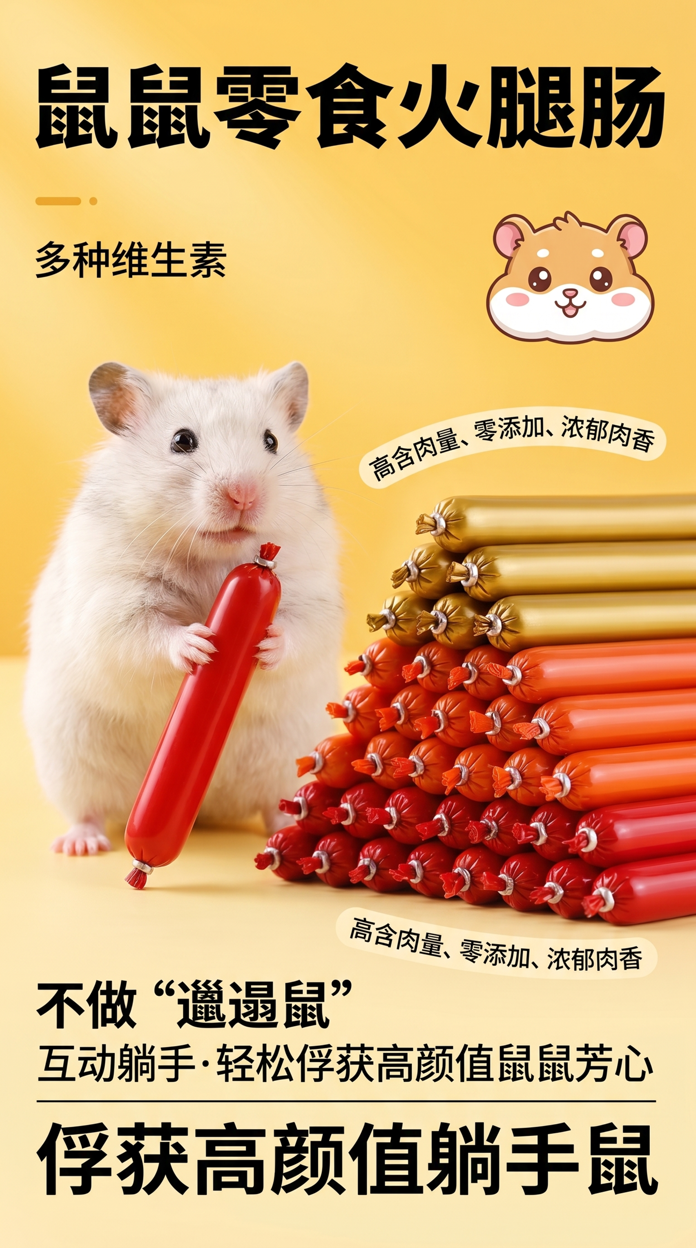 基于提供的产品图，重新生成"语迪"品牌仓鼠零食电商主图海报，主… - 图片创意预览