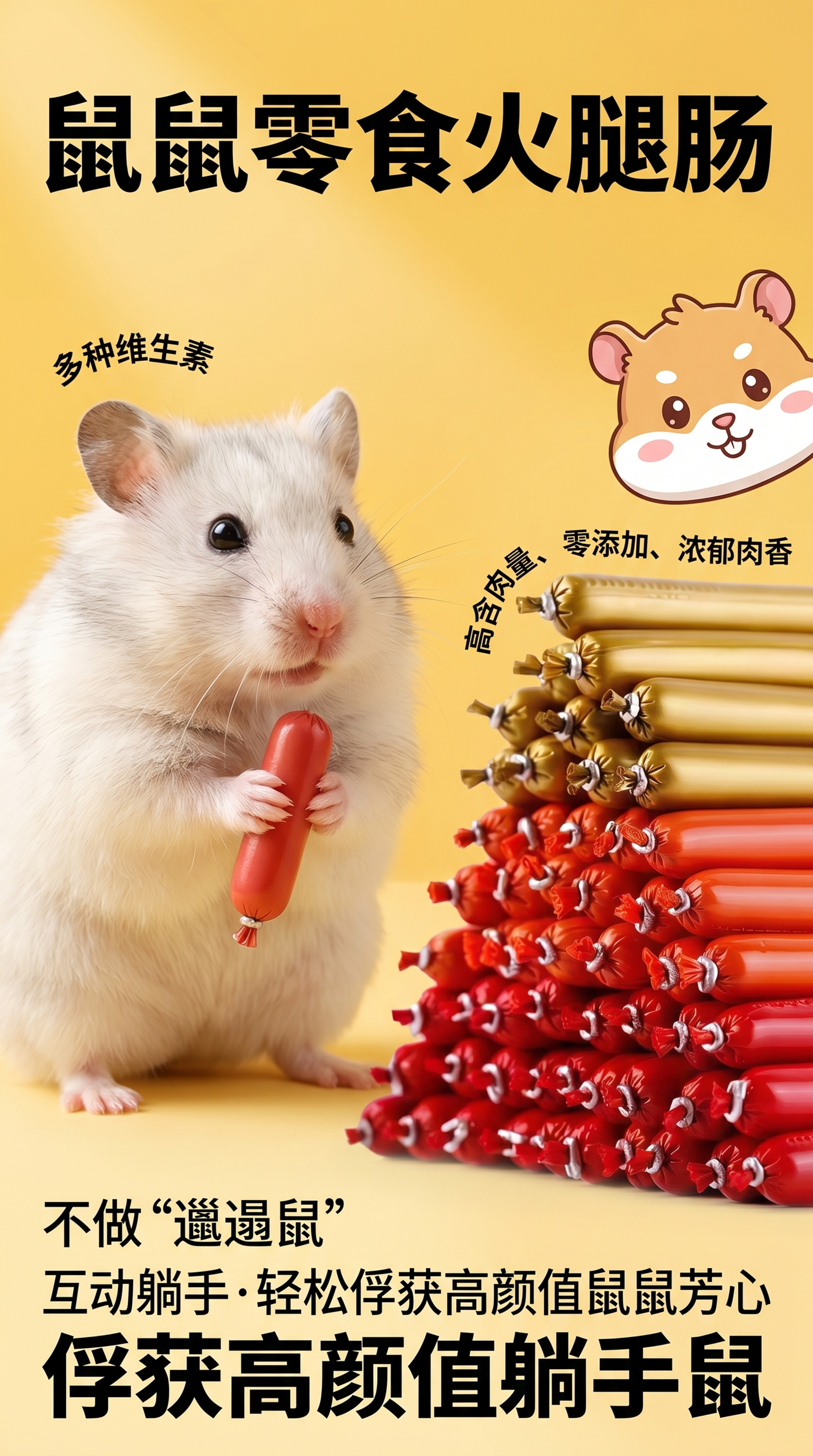 基于提供的产品图，重新生成"语迪"品牌仓鼠零食电商主图海报，主… - 图片创意预览