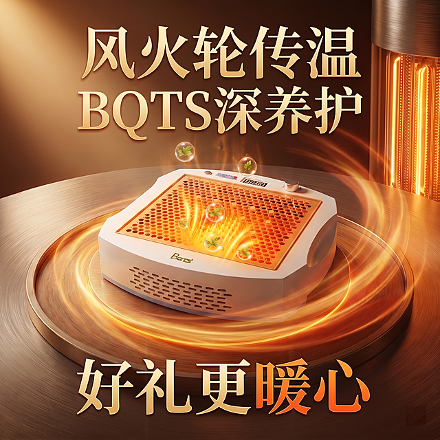 修改上一张生成的产品海报，去掉画面中的九宫格线，保留其他所有内容和风格不变，依然是1:1方形的风火轮BQTS养护仪器宣传海报，保持超强质感和原有设计