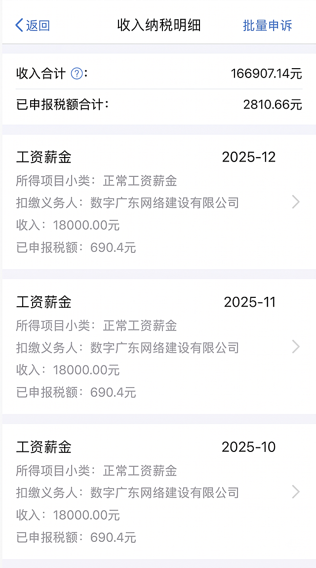 将图片中所有非年终奖的工资薪金收入修改为18000.00元，对应的已申报税额修改为690.4元，同时重新计算修改后的收入合计和已申报税额合计，年终奖（全年一次性奖金收入）的收入和已申报税额保持不变，保持原有图片的排版、文字位置和整体样式不变。
