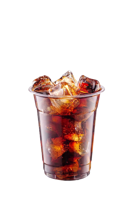 去除透明杯子外壁上所有的水珠，保持可乐、冰块和文字内容不变，保持原画面整体构图和风格不变预览效果