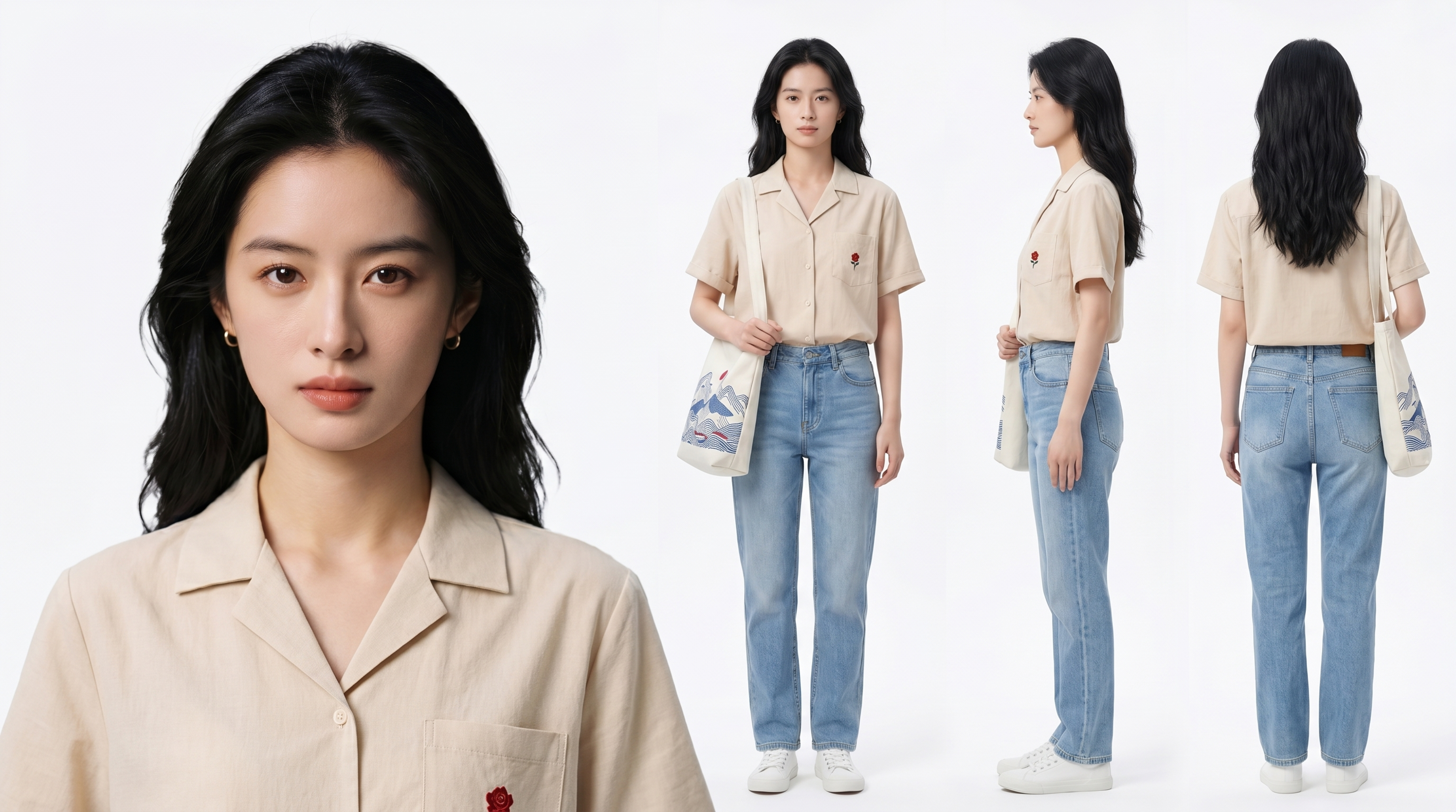 基于第一张图的身材身形与服装，替换为第二张图的面部五官，脸型轮… - 图片创意预览