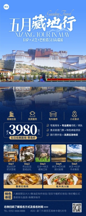 五一出游西藏旅行跟团游长图海报预览效果
