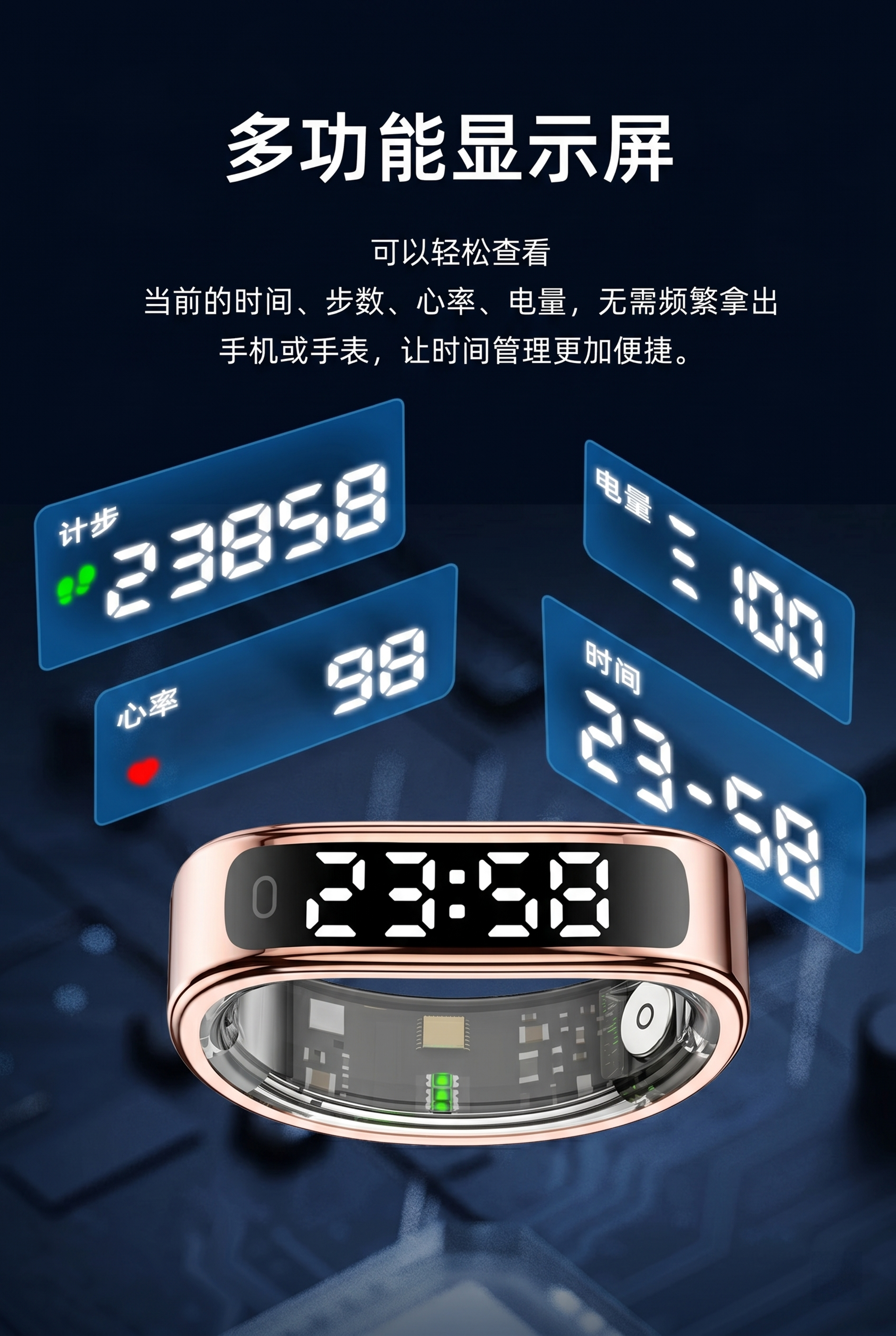 将第一张海报图中原有的银色戒指替换为第二张图的玫瑰金色戒指，自… - 图片创意预览