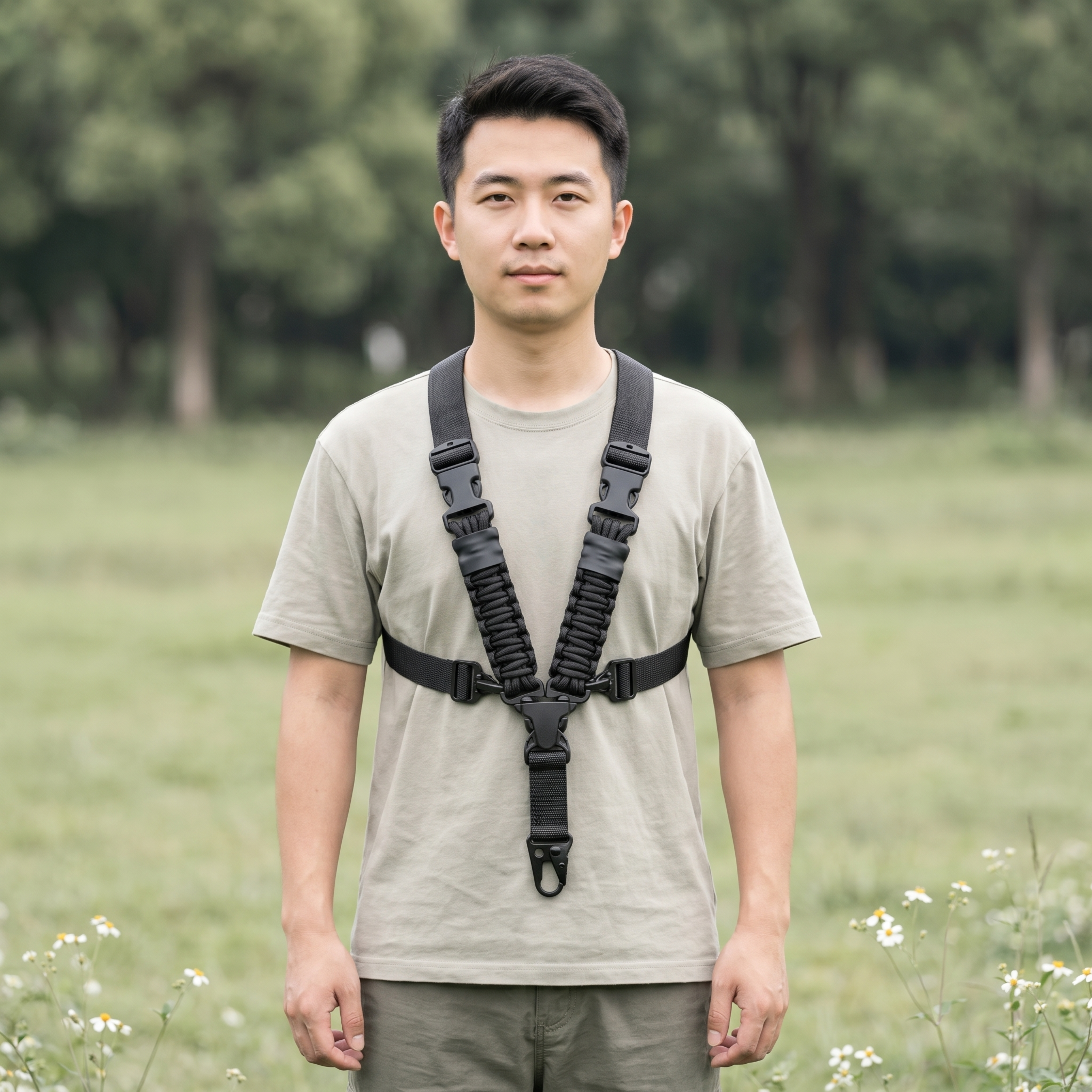 原图产品是黑色尼龙编织挂绳，战术枪背带，保持产品外观和物理结构… - 图片创意预览