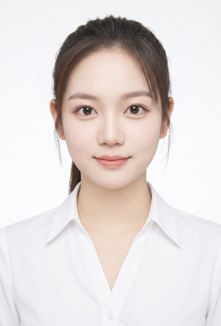 保留第一张图中人物发型､脸型､年龄特征生成标准样式纯正面证件照;人物主体严格居中,头部大小与位置严格对齐第二张图,双肩水平平衡,面部中轴线对齐画面中心,正视前方;标准证件照构图,人物绝对居中;头顶上方预览效果