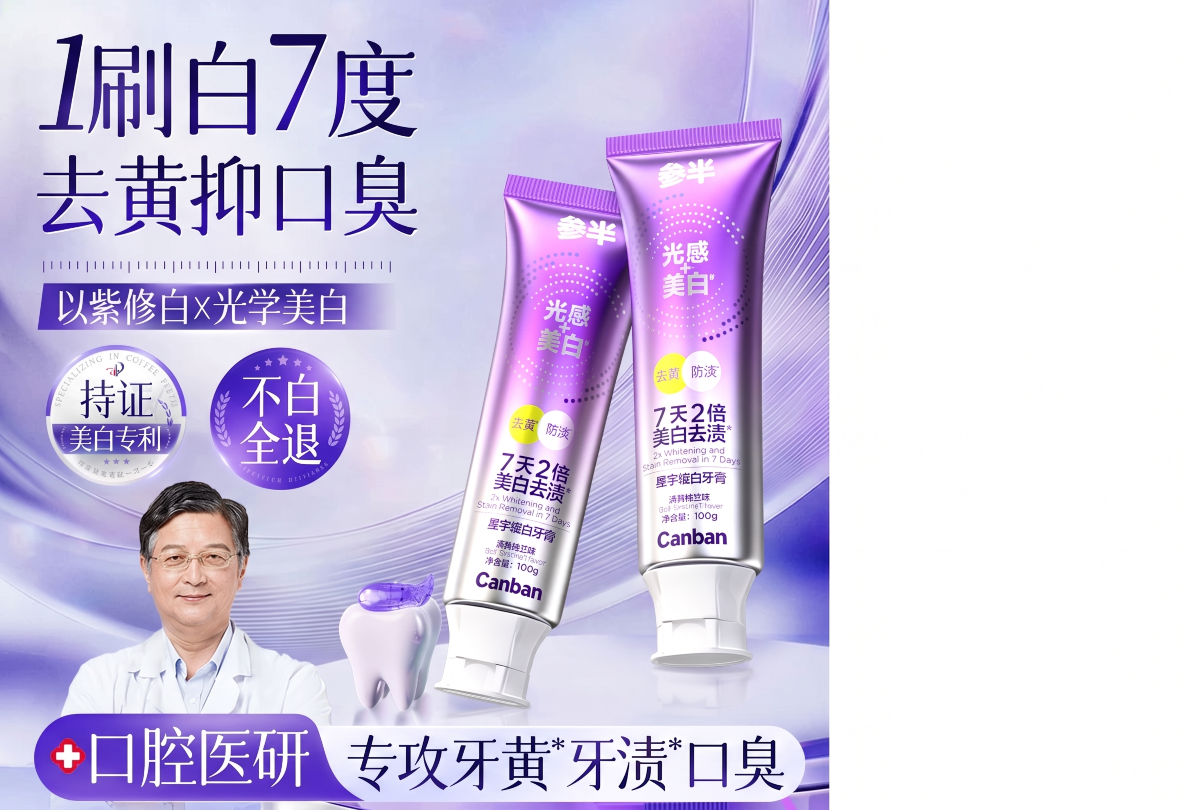 保留图一的整体布局、所有文字文案、人物和背景风格，只将原有的两… - 图片创意预览