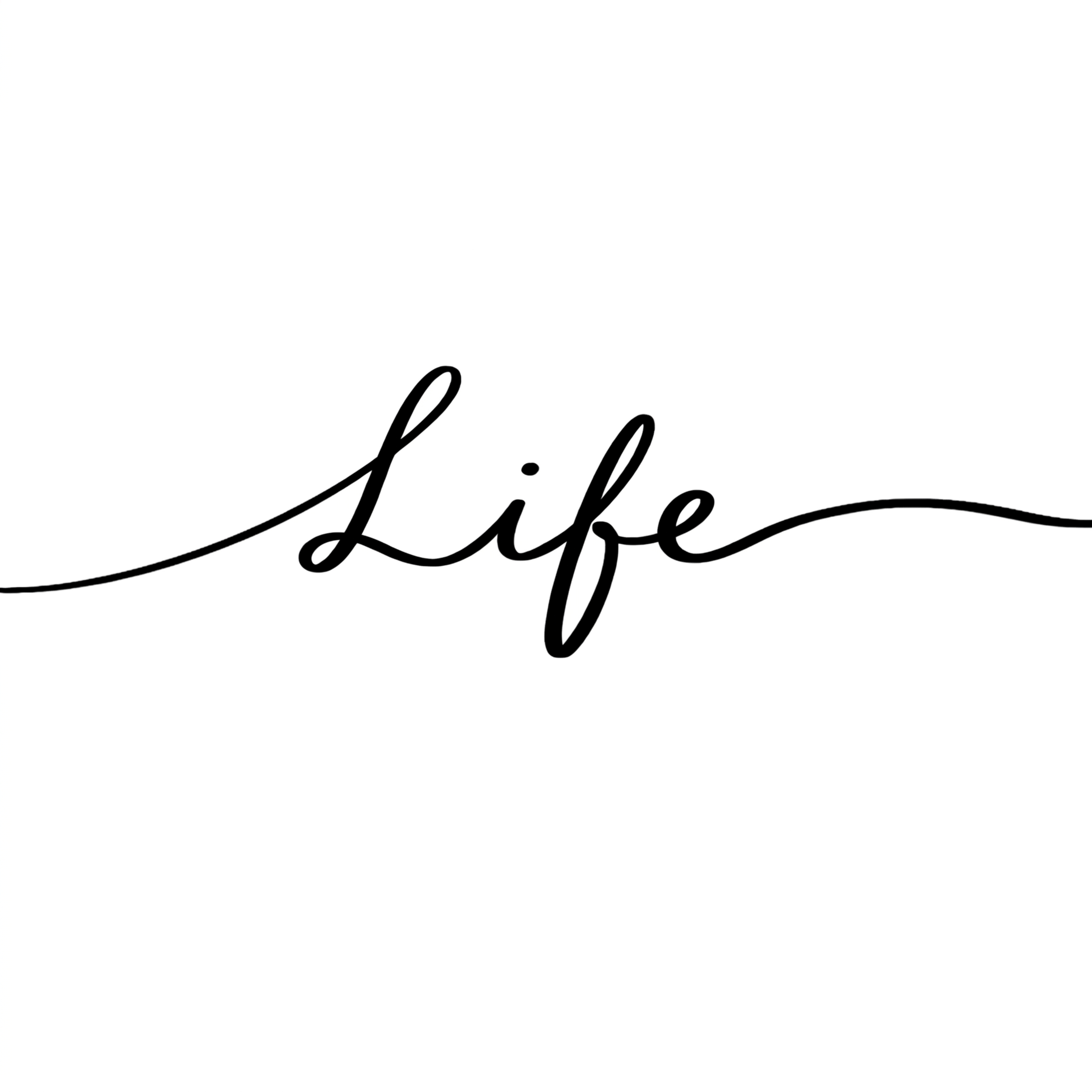 将原文字love改为Life，保持相同的黑色手写连笔风格，左右… - 图片创意预览