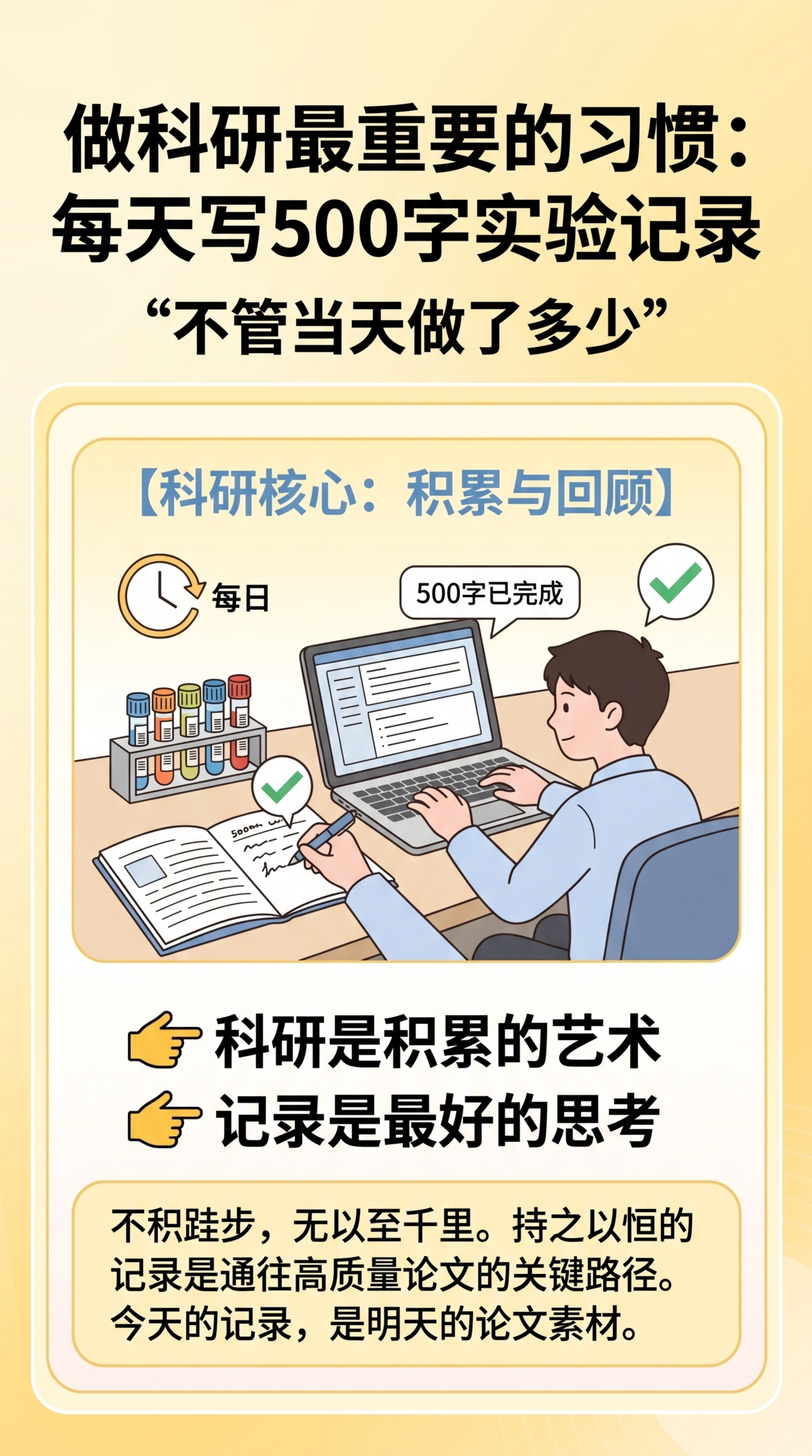 研究生论文辅导知识科普图文，标题为'做科研最重要的习惯：每天写… - 图片创意预览