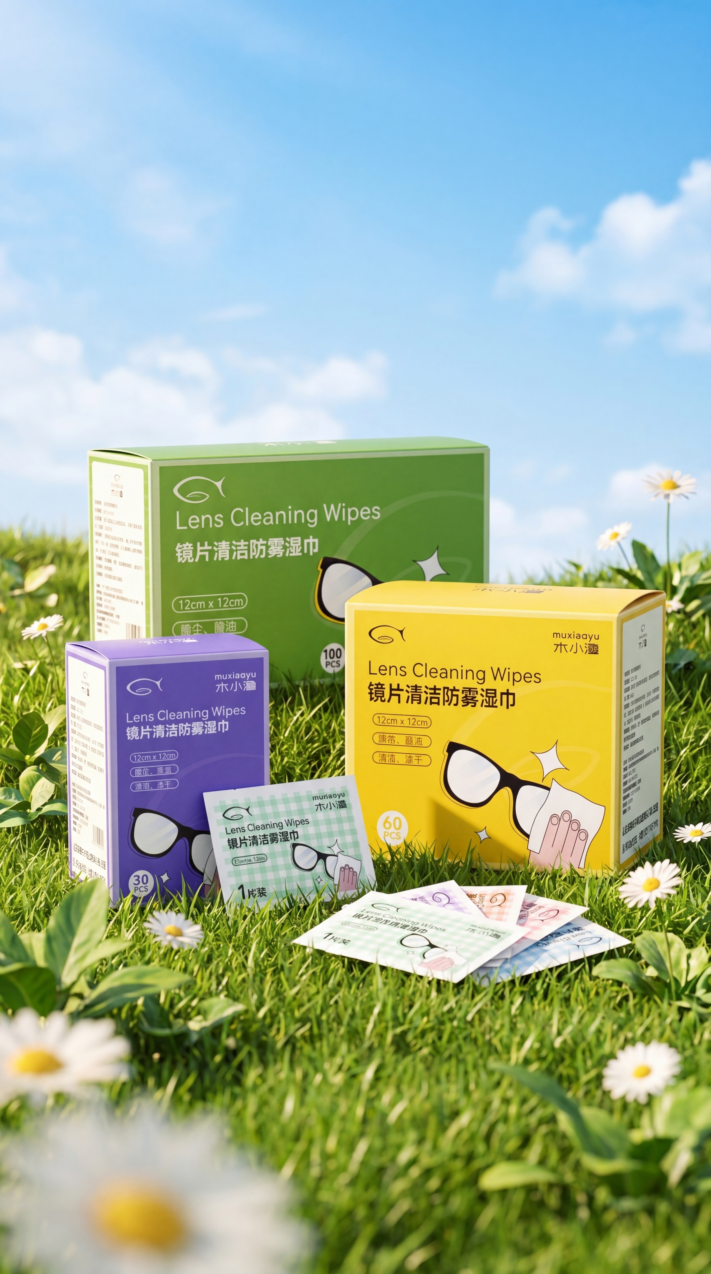 使用参考图中的三个包装盒，一个绿色，一个黄色，一个紫色，自由组… - 图片创意预览