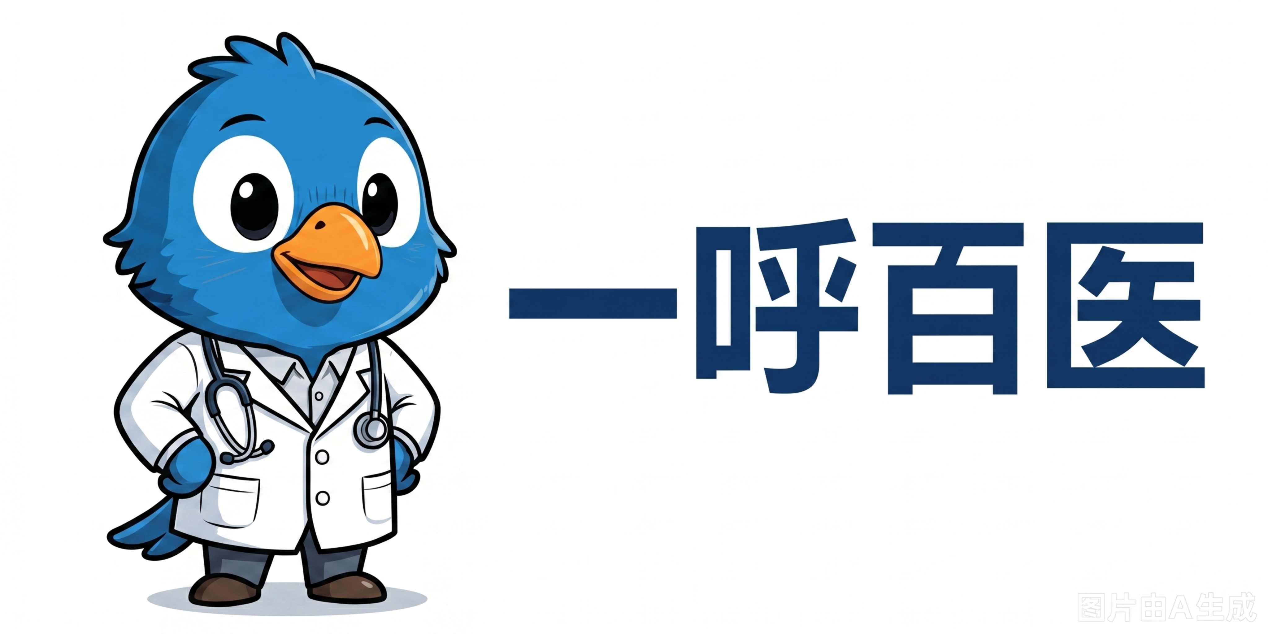 将这只蓝色小鸟医生形象修改得更加拟人化，保留小鸟头部特征，给它… - 图片创意预览