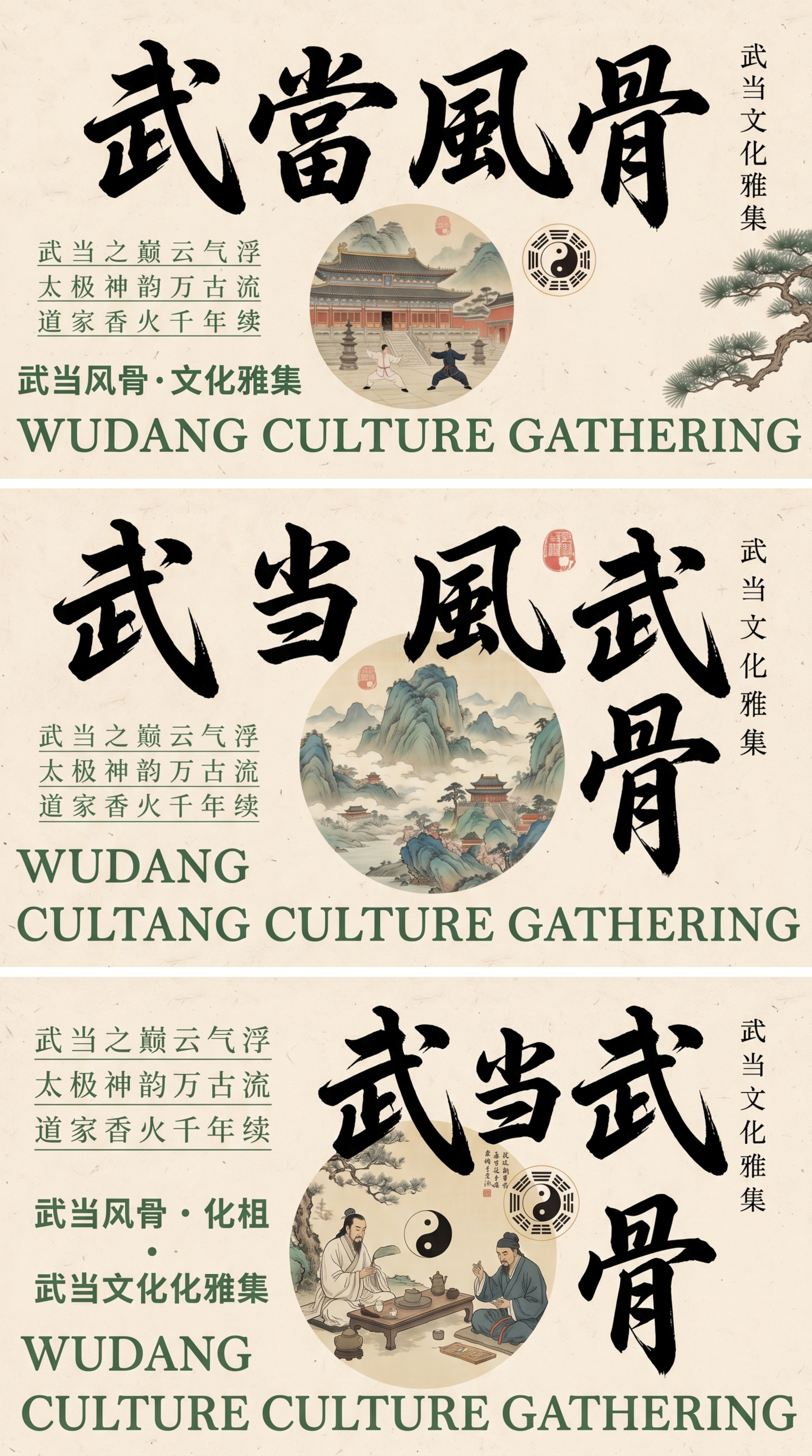 参考原图中式国风风格，生成武当文化雅集系列海报，保留核心文案：… - 图片创意预览