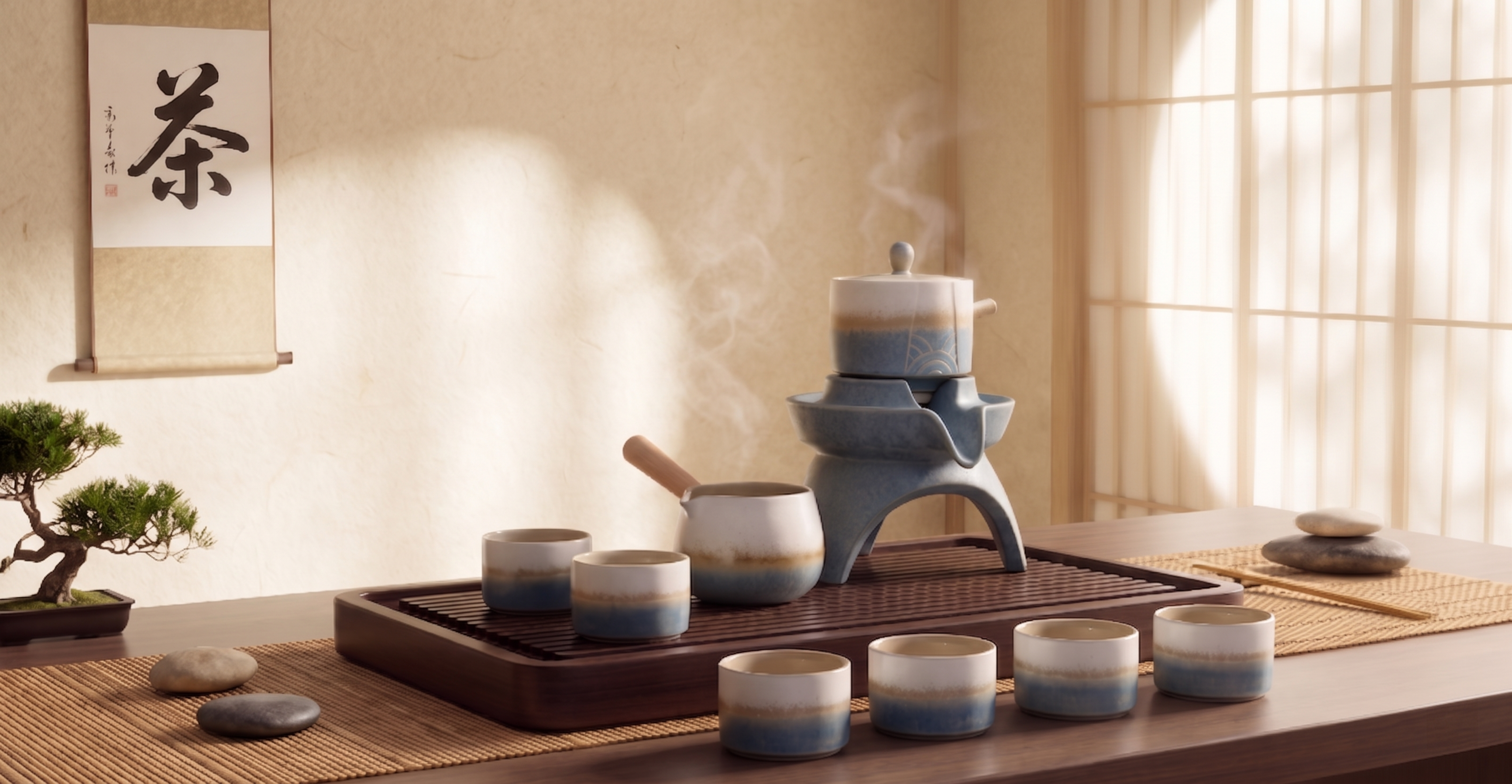不改变原有产品的角度和排版，仅调整优化背景，保留简约茶道风格 - 图片创意预览