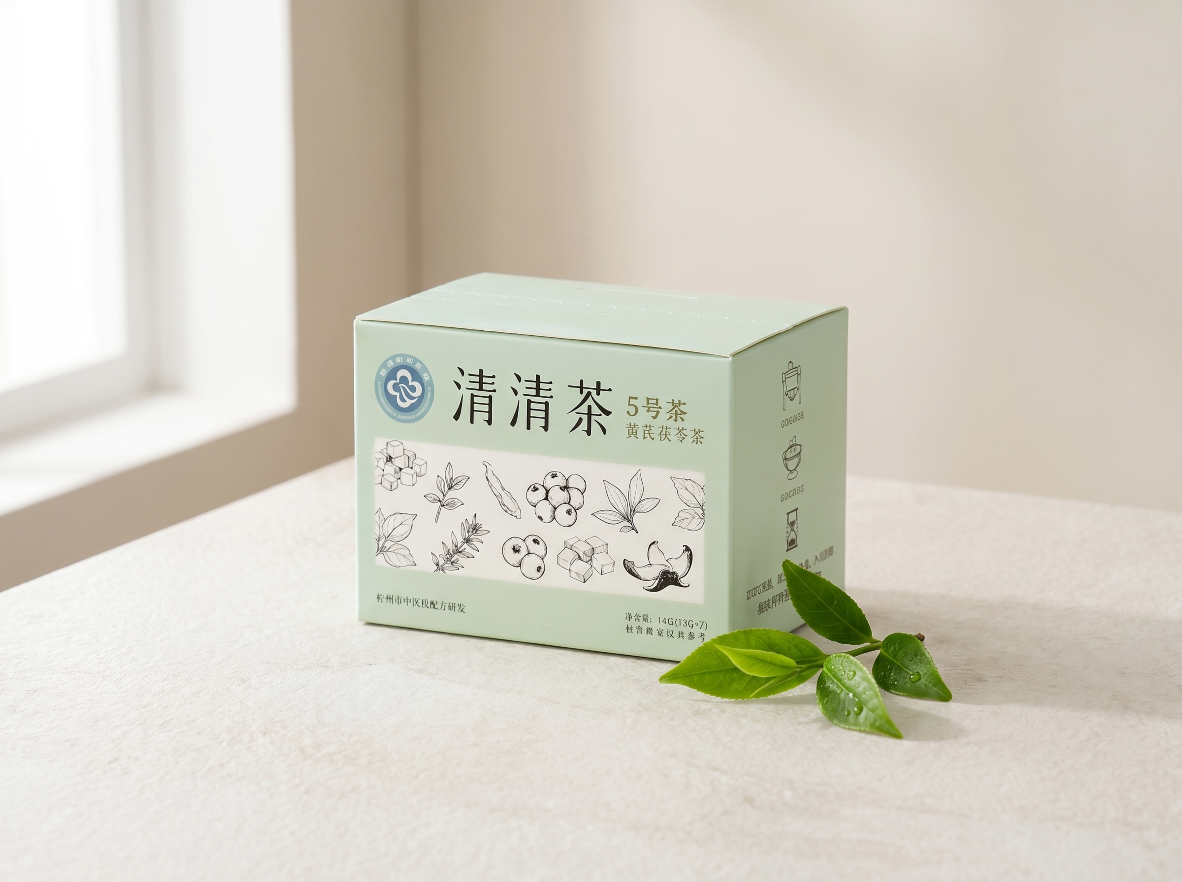 保持原产品浅绿色包装清清茶5号茶黄芪茯苓茶物理结构绝对不变，保… - 图片创意预览