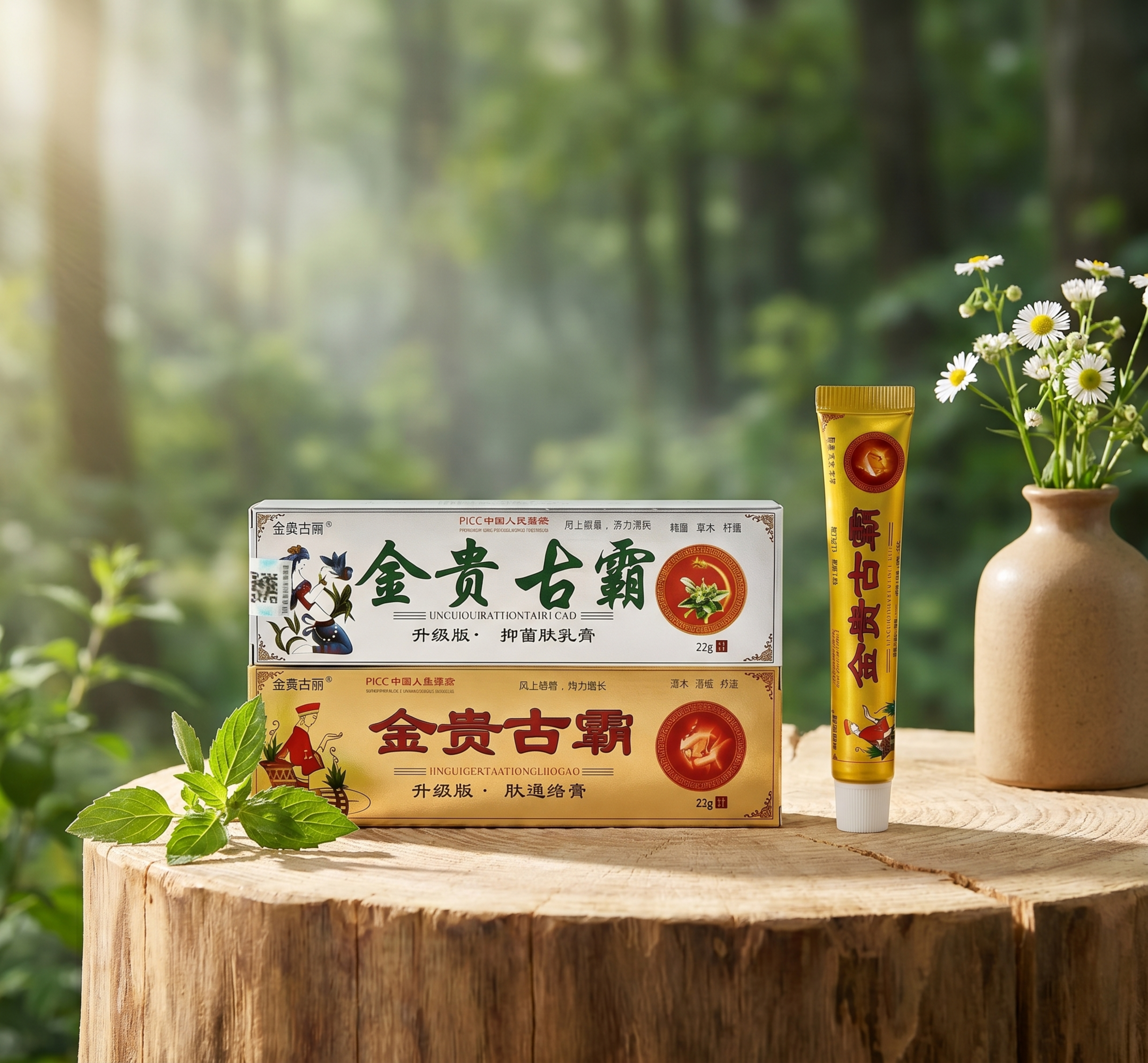 商业级产品摄影。 主体：药膏严格参照上传产品图，完整保留所有可… - 图片创意预览
