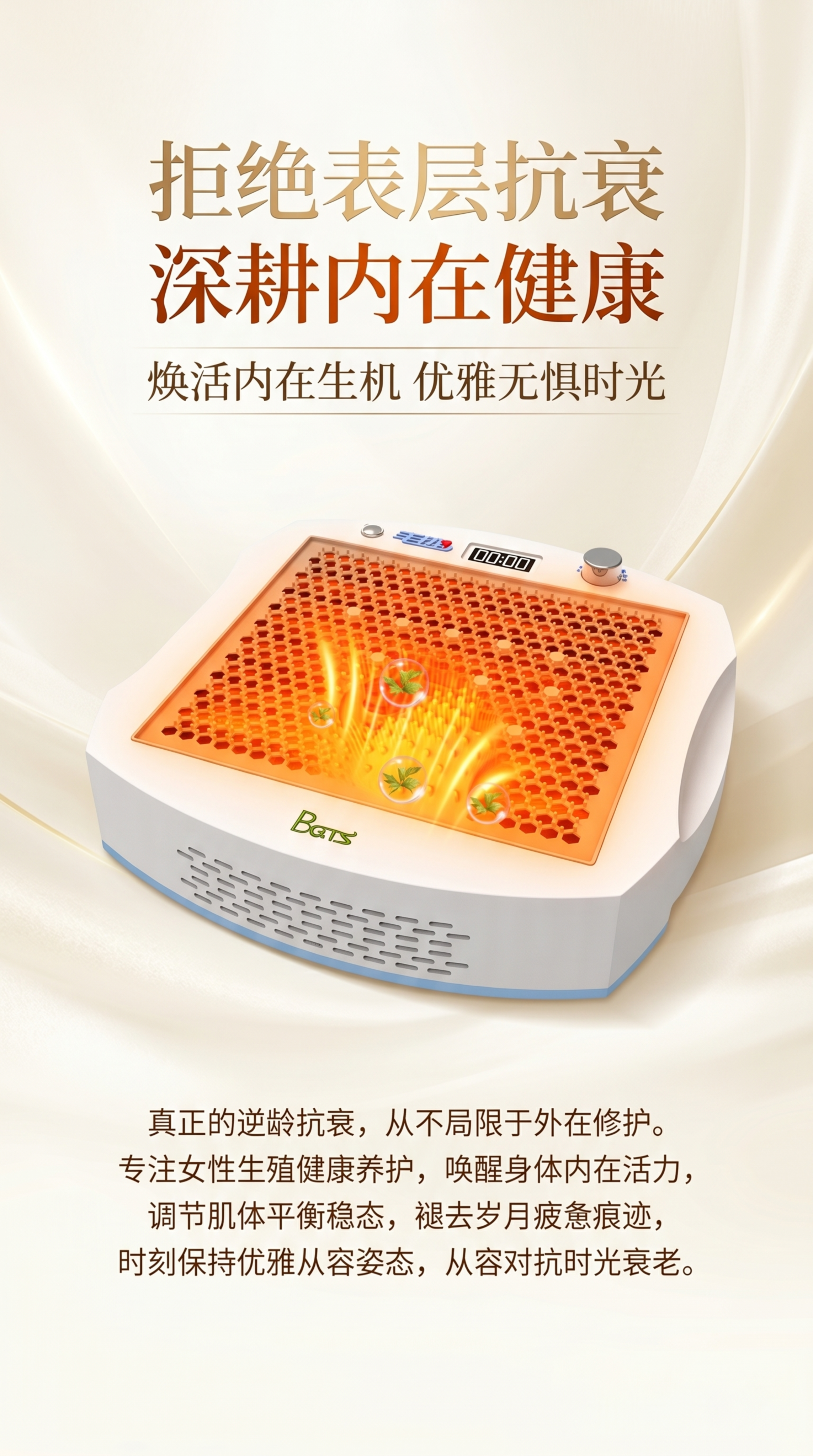 基于提供的女性生殖健康养护仪器产品图制作一张竖版海报，整体风格… - 图片创意预览