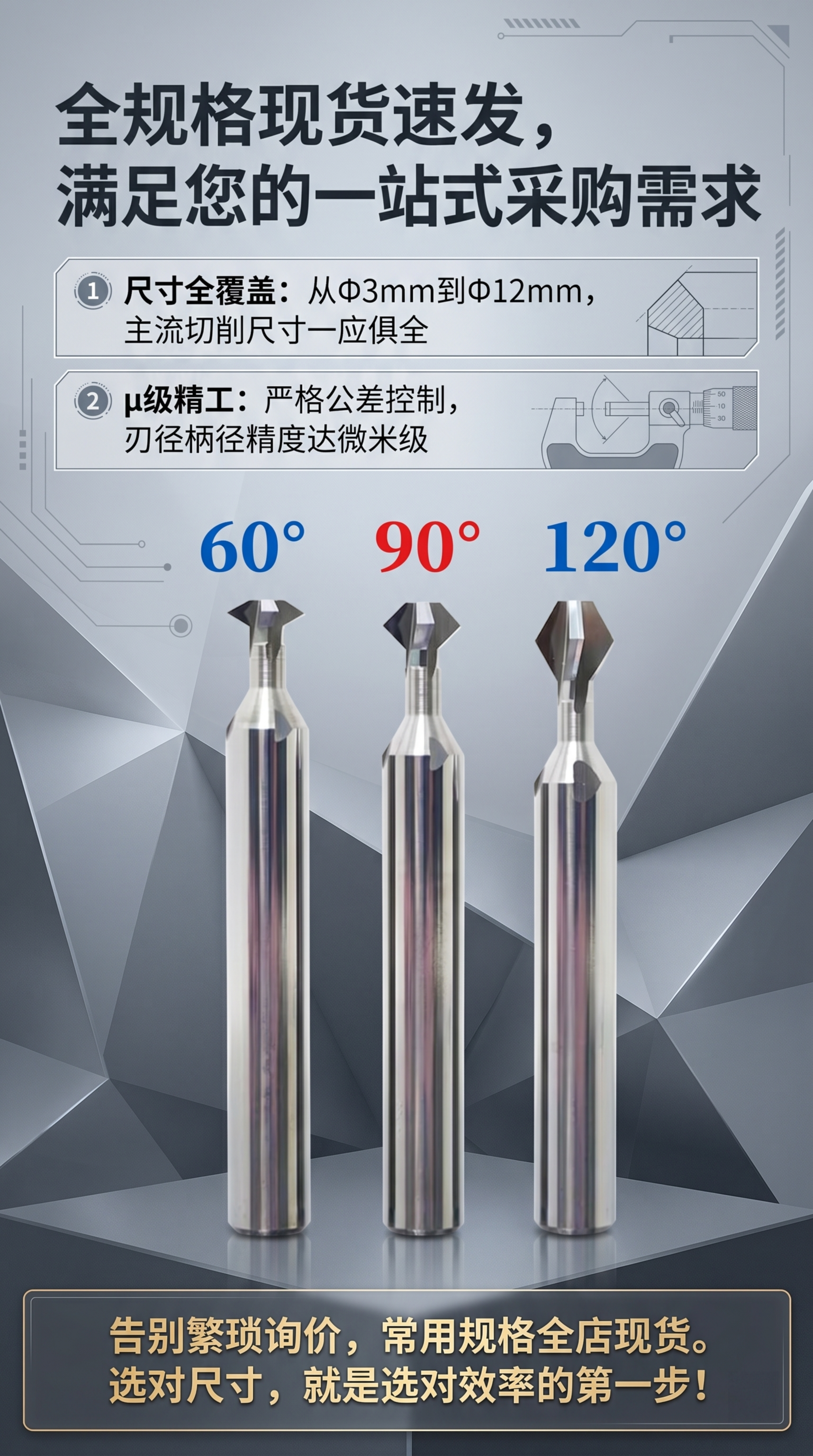 生成一张天猫淘宝五金工具详情首屏海报，使用提供的三款60°90… - 图片创意预览