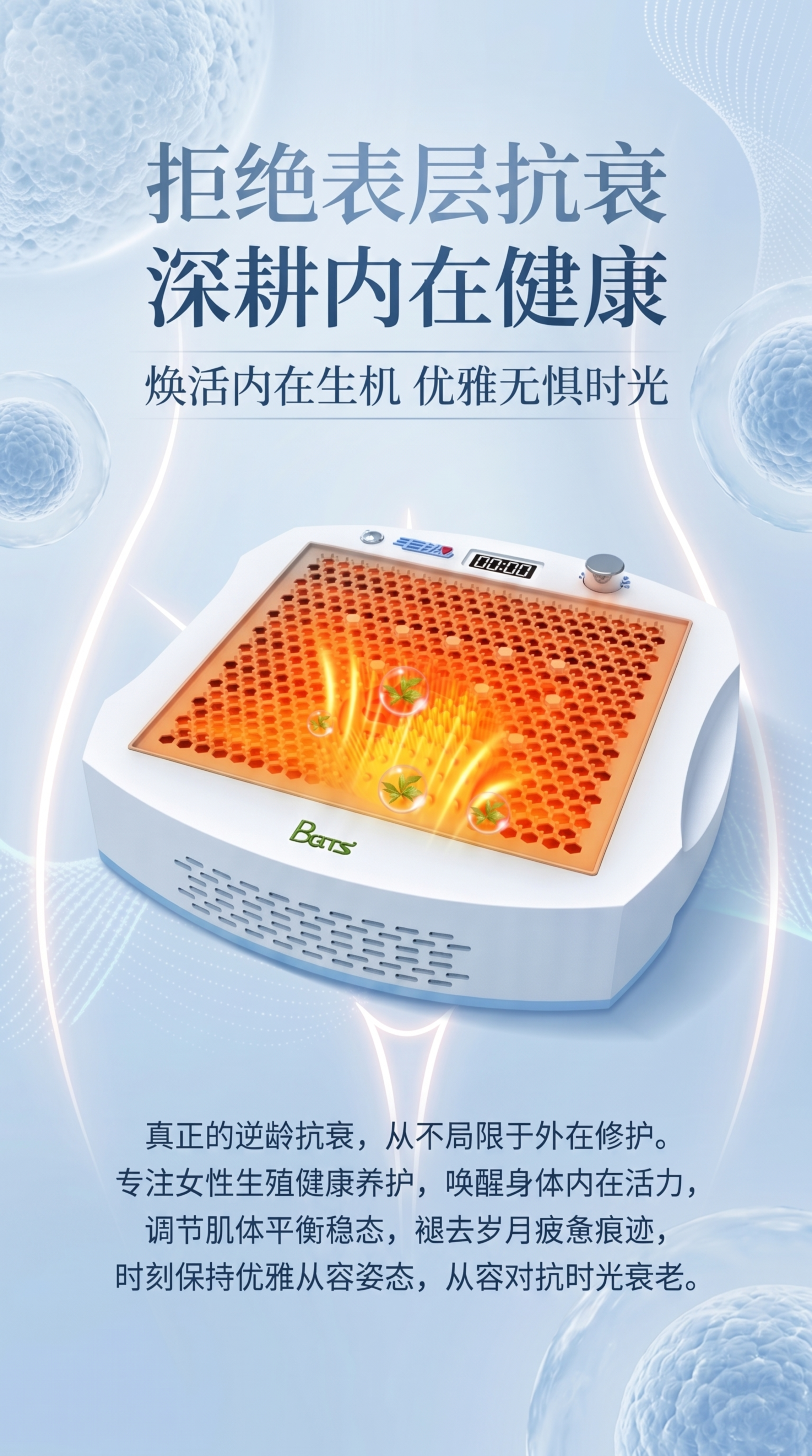 创作一张科技感女性健康养护海报，9:16竖版，4K分辨率。画面… - 图片创意预览
