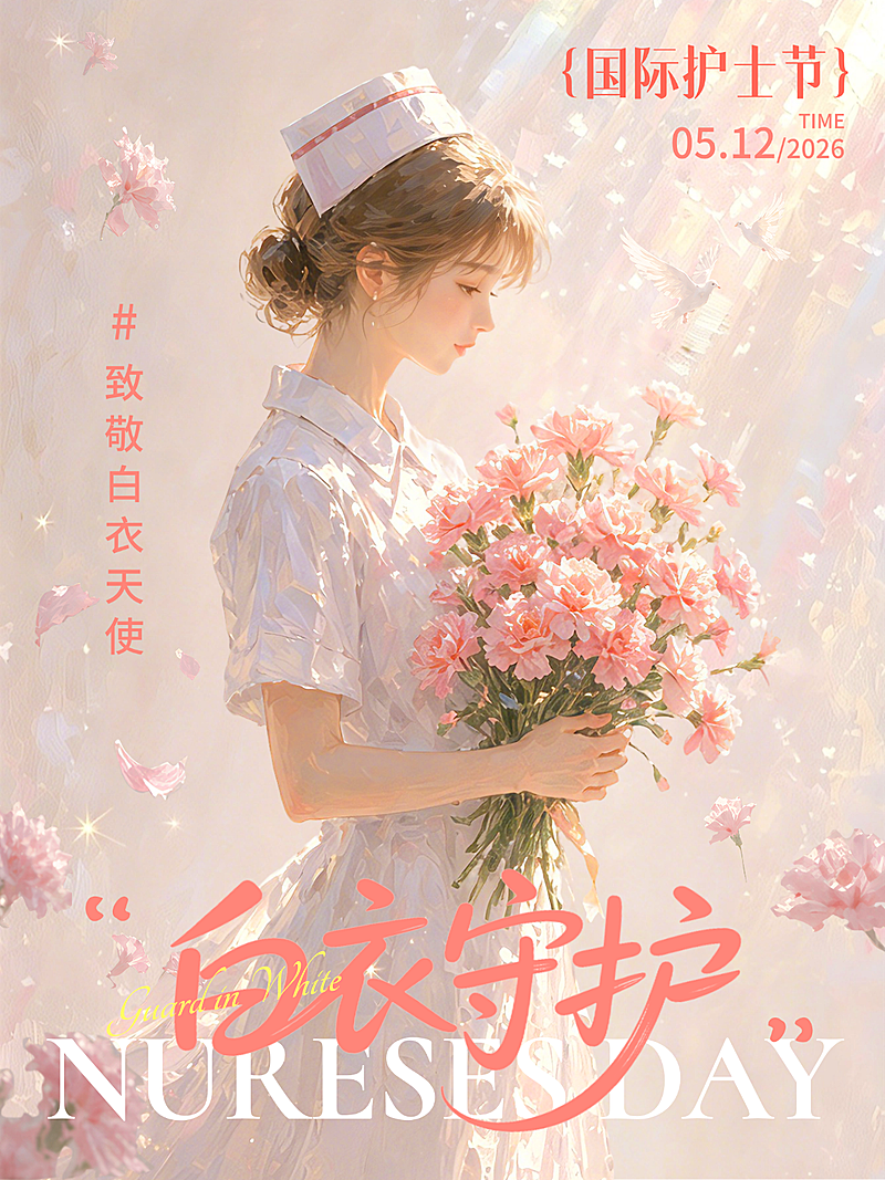 512国际护士节节日祝福粉色唯美治愈油画小红书配图