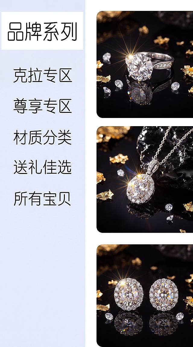 珠宝首饰商品图，严格参照上传图保持所有产品的文字信息和结构绝对不变，结构文字清晰完整，严禁变形缺失。
微距特写构图，主体占画面70%，绝对前景主导，中景构图。
场景为暗调奢华风格，放置于黑火山岩镜面背景之上，突出首饰火彩光泽。
环境材质为黑火山岩镜面搭配金箔碎钻点缀。
主光从首饰斜前45°照射，硬质侧逆光勾勒轮廓，专属聚光灯打亮主体，激发强烈星芒火彩光泽。
搭配金箔碎钻作为生机点缀，凸显高级奢华质感。
商业高级珠宝摄影，100mm微距镜头，4K分辨率，极高宝石金属细节质感，首饰轮廓清晰锐利，背景无其他同类产品。严格锁定宽高比为 9:16。

负向提示词：接口错位,文字模糊,金属划痕,宝石暗淡,变形,扭曲,比例失调,夸张巨物感,灵异镜面,多余同款首饰,排版图生硬叠加,摄影灯,水印,昏暗,廉价塑料感