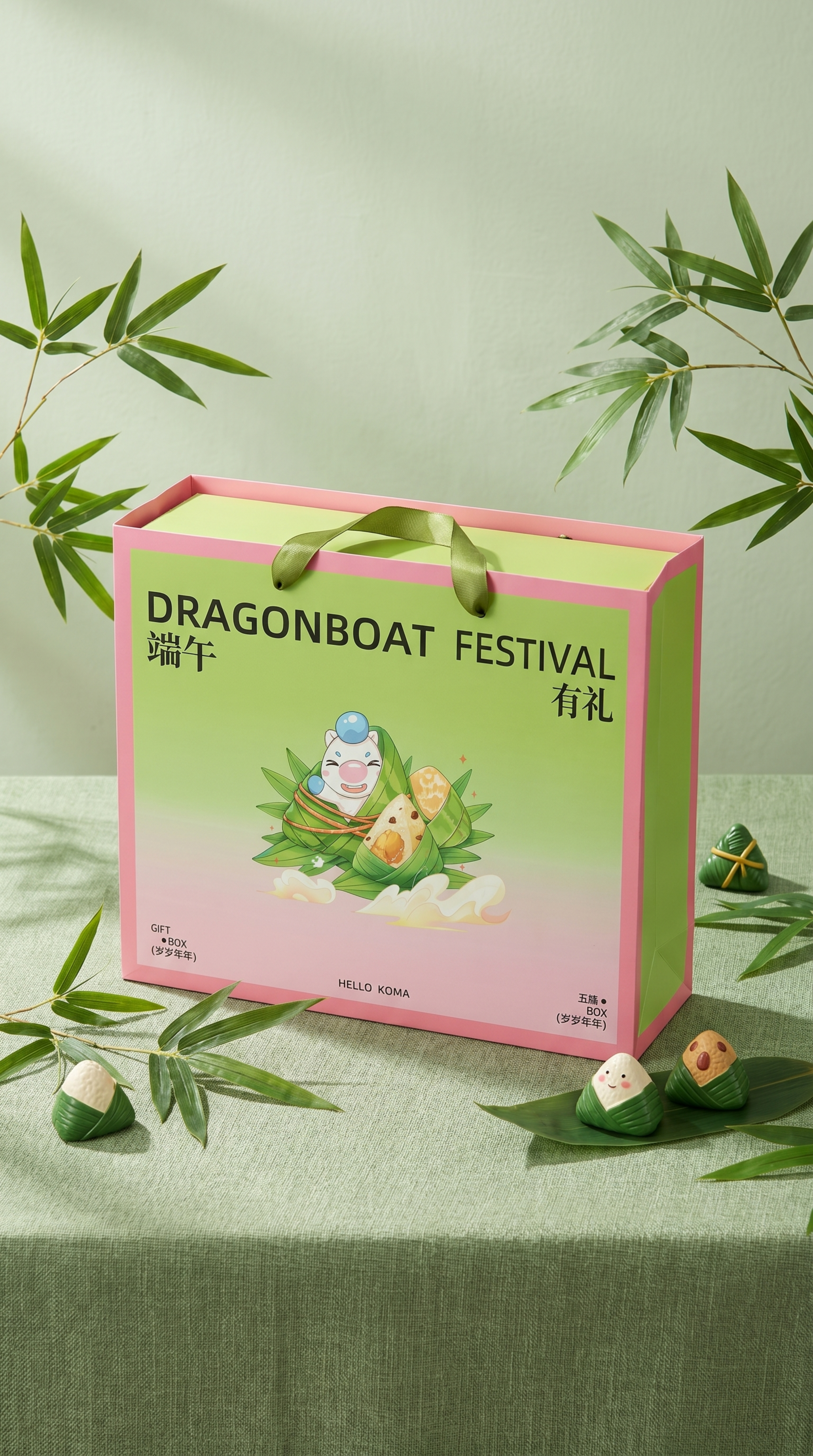 端午手提礼品袋，严格参照上传产品图，完整保留所有可见组件、轮廓… - 图片创意预览