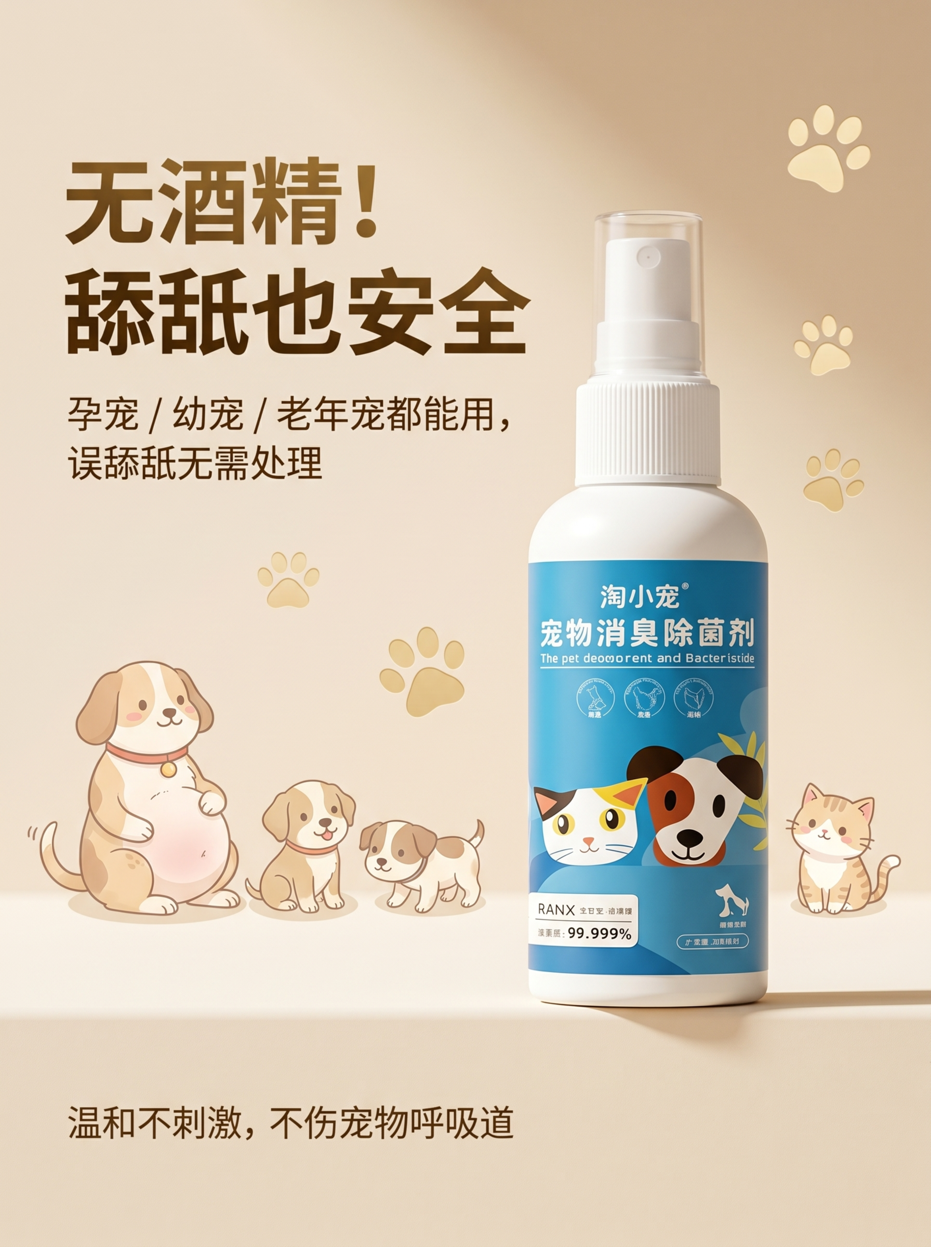 [主图2]安全属性打消顾虑宠物除臭喷雾主图；[氛围风格]轻奢温… - 图片创意预览