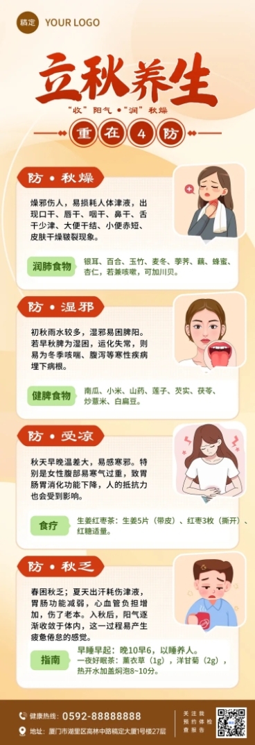 秋季养生立秋节气养生长图海报预览效果