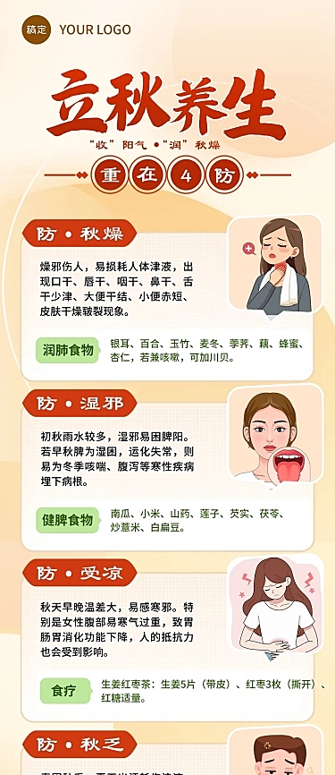 秋季养生立秋节气养生长图海报